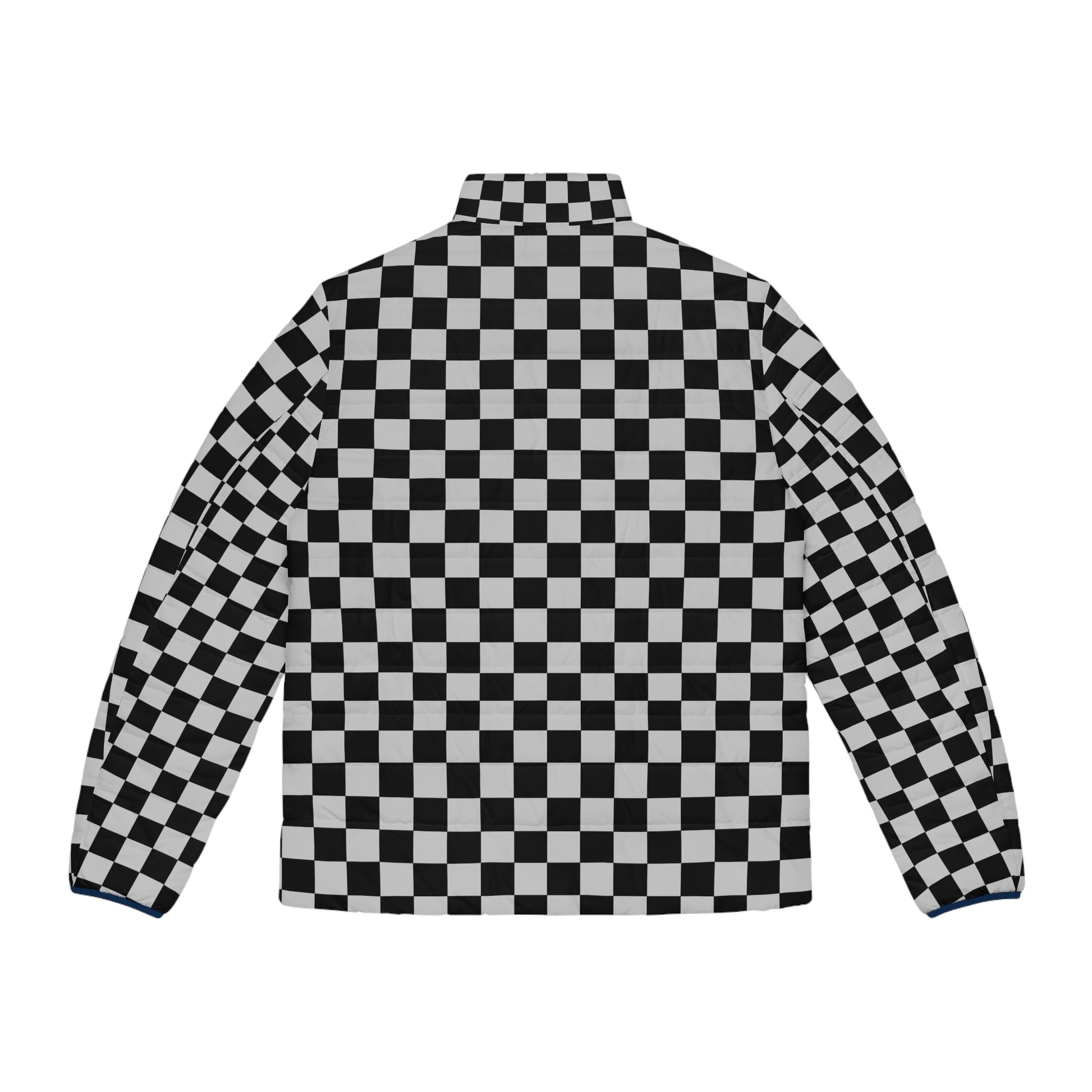 Checkerboard Dada Black and Light Gray Men's Puffer Jacket (AOP), Artsulli - Art is Long, Life is Short, All Over Prints, , , , , , , 