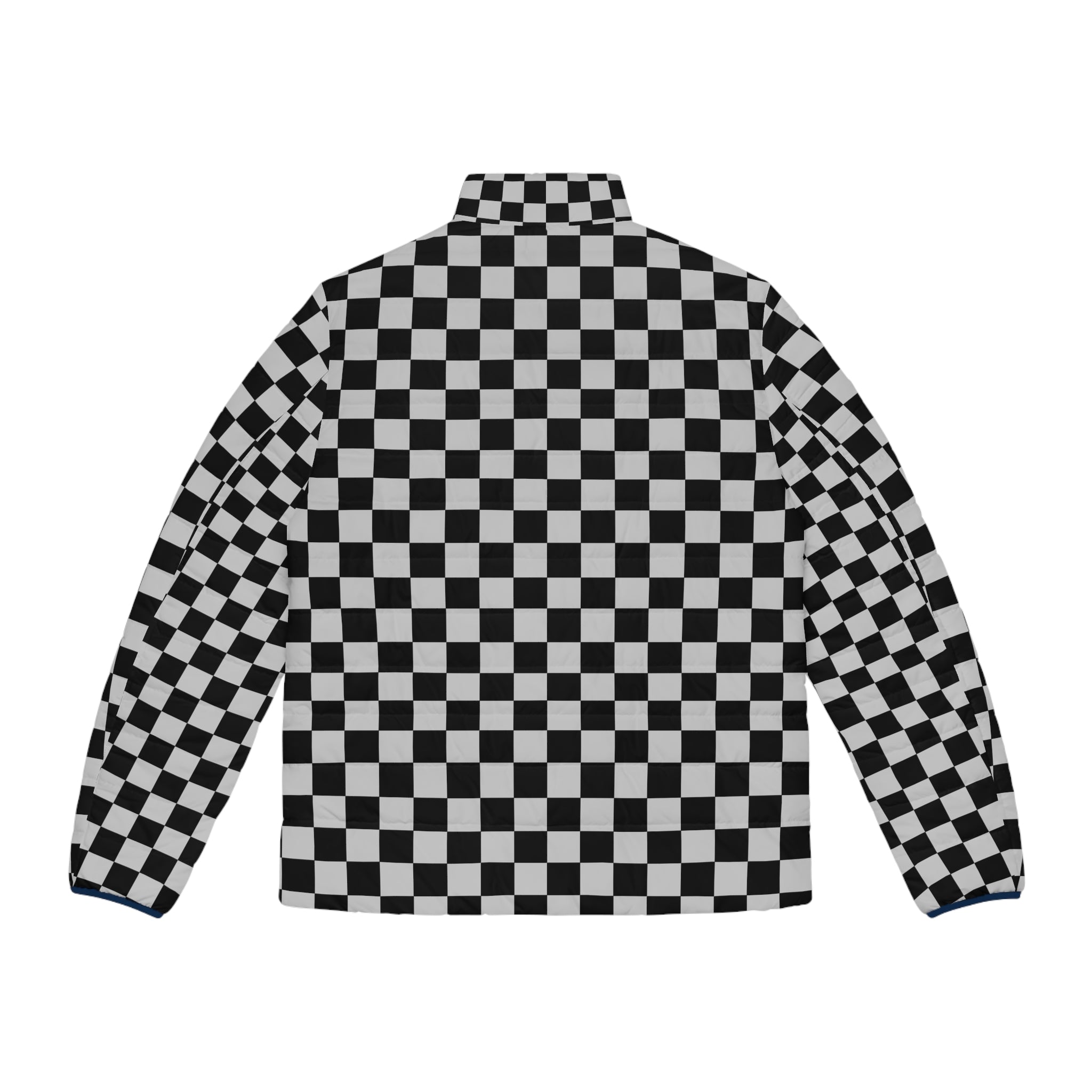 Checkerboard Dada Black and Light Gray Men's Puffer Jacket (AOP), Artsulli - Art is Long, Life is Short, All Over Prints, , , , , , , 