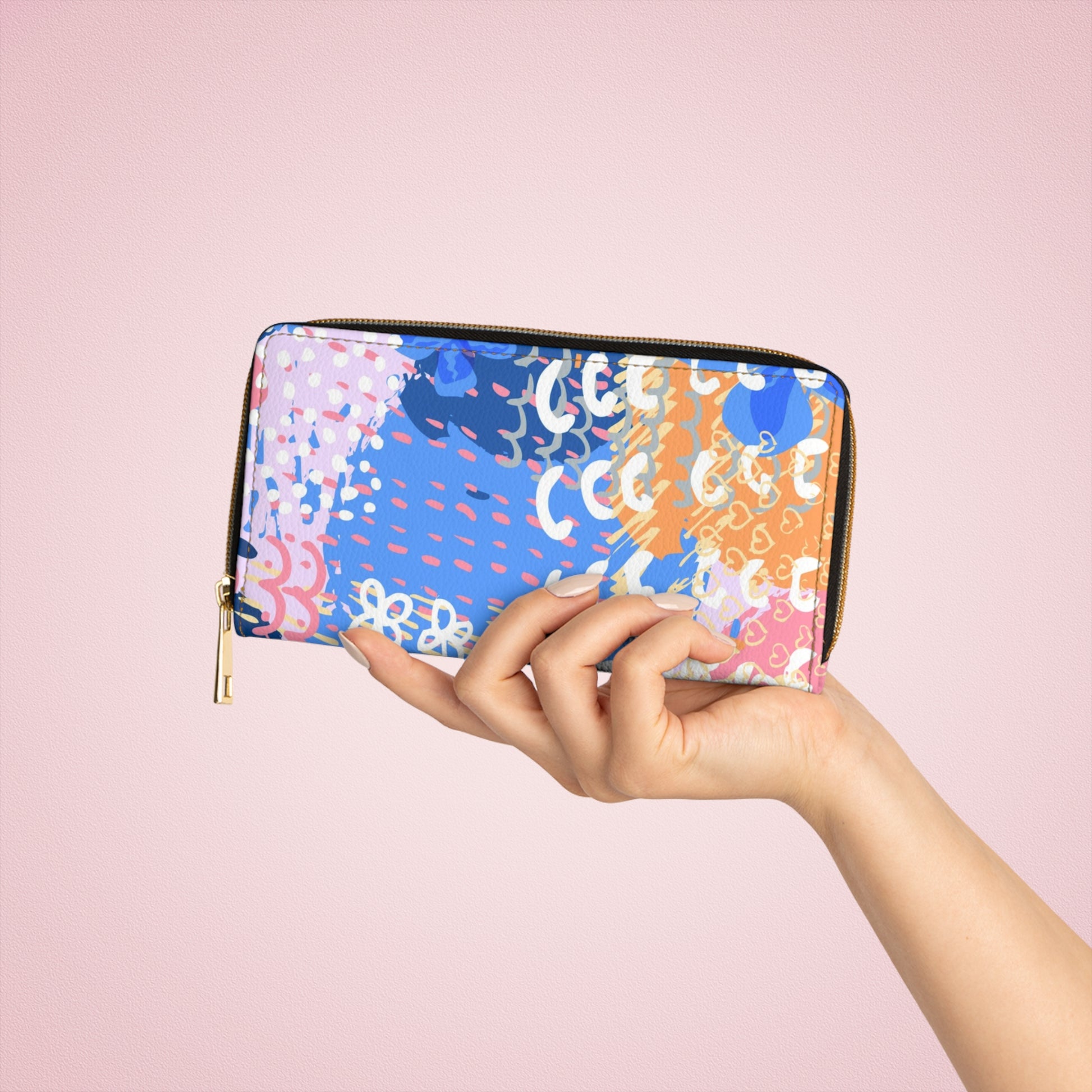 Flowers x Doodles x Hearts Multi-Color Zipper Wallet, Artsulli - Art is Long, Life is Short, Accessories, , , , , , , 