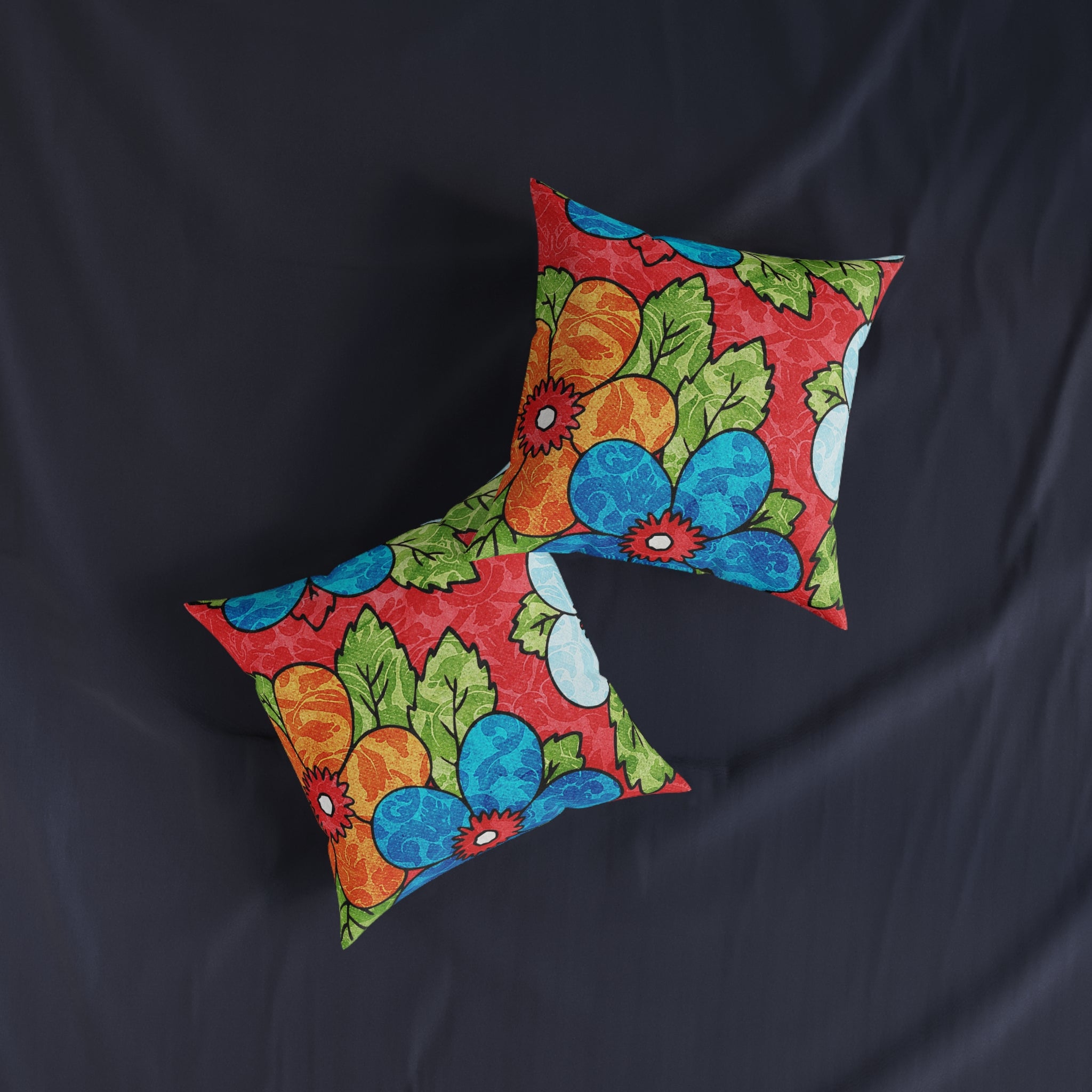 Groovy Red Floral Kl Square Pillow, Artsulli - Art is Long, Life is Short, Home Decor, , , , , , , 