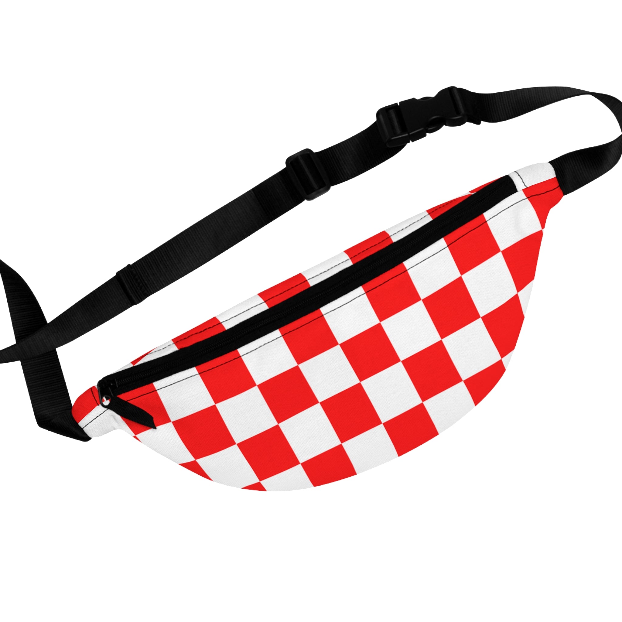 Checkerboard Red and White Fanny Pack, Artsulli - Art is Long, Life is Short, Bags, Size, One size, , , , , 60913275216595105111