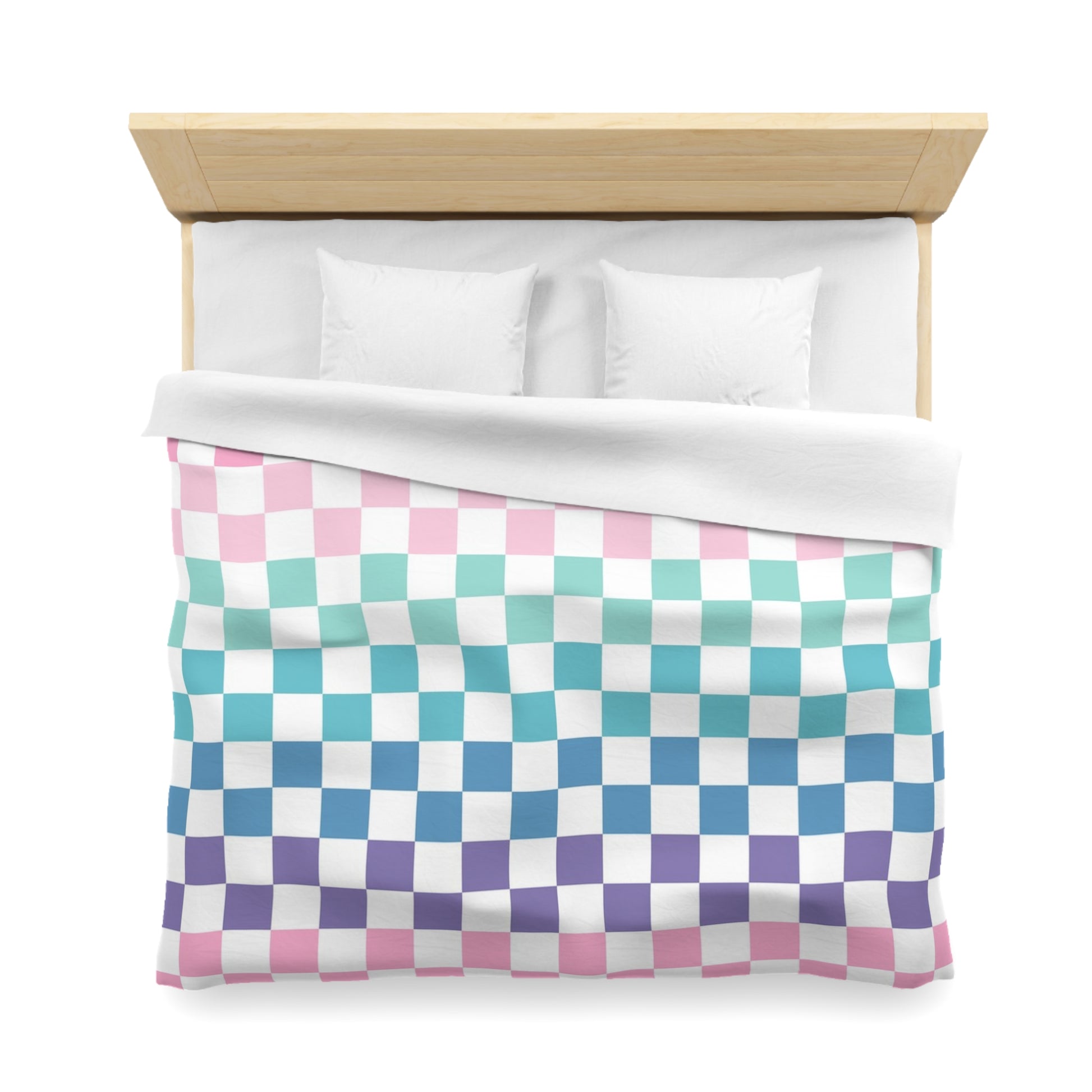 Vaporwave Rainbow  Checkerboard Multi-Color Microfiber Duvet Cover, Artsulli - Art is Long, Life is Short, Home Decor, , , , , , , 