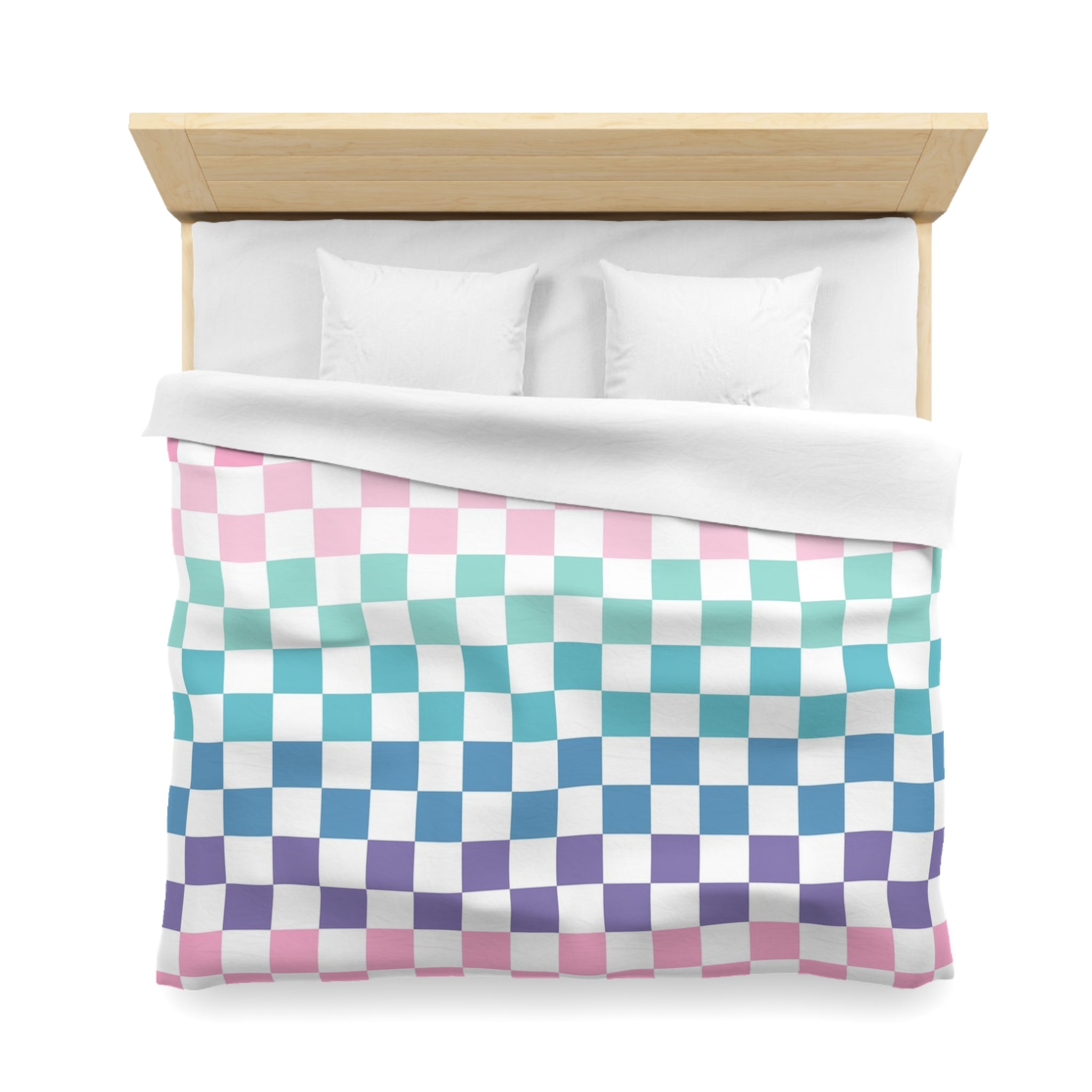 Vaporwave Rainbow  Checkerboard Multi-Color Microfiber Duvet Cover, Artsulli - Art is Long, Life is Short, Home Decor, , , , , , , 