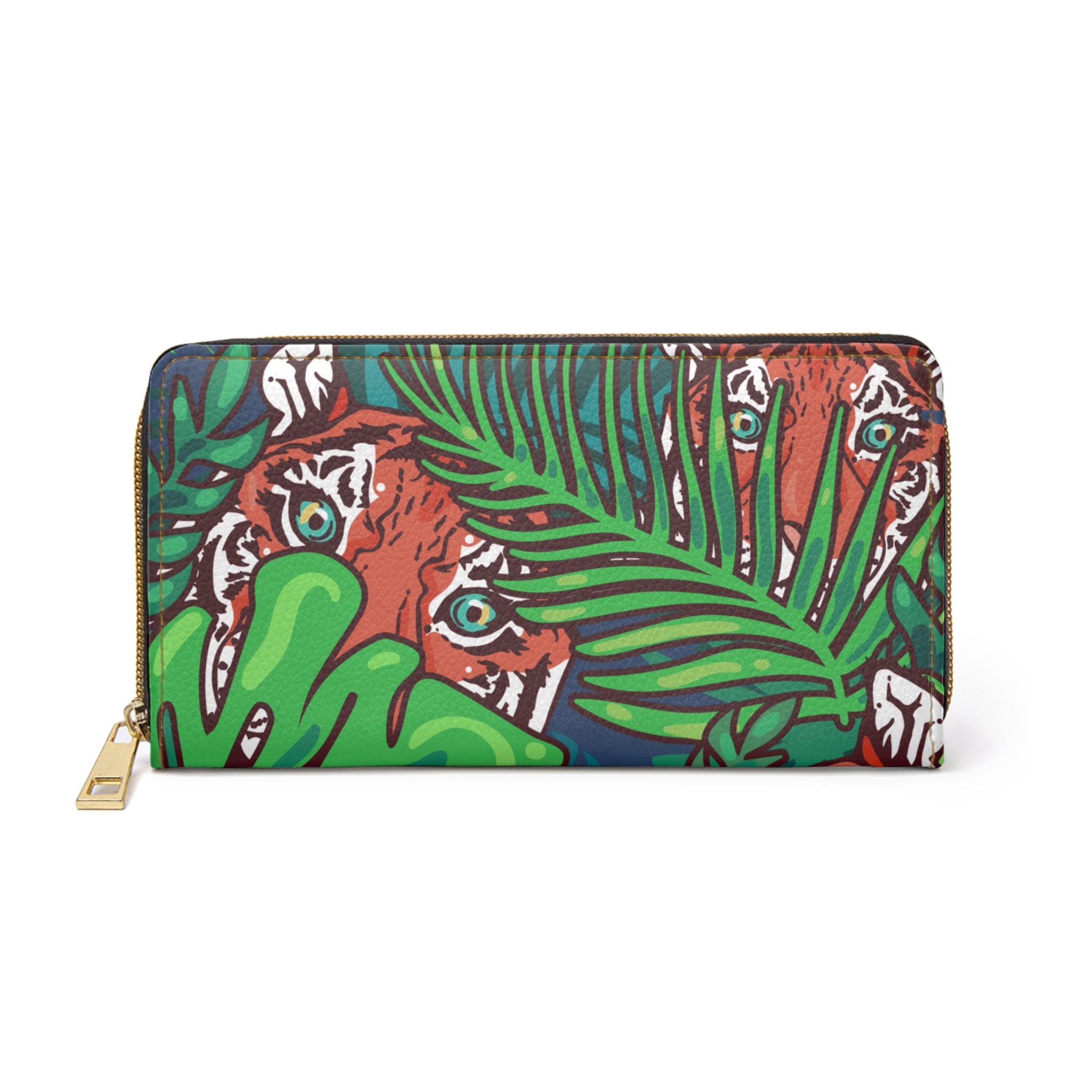 Tropical Jungle Tigers Blue and Green Zipper Wallet, Artsulli - Art is Long, Life is Short, Accessories, Size, One size, Color, White, , , 14373006491316