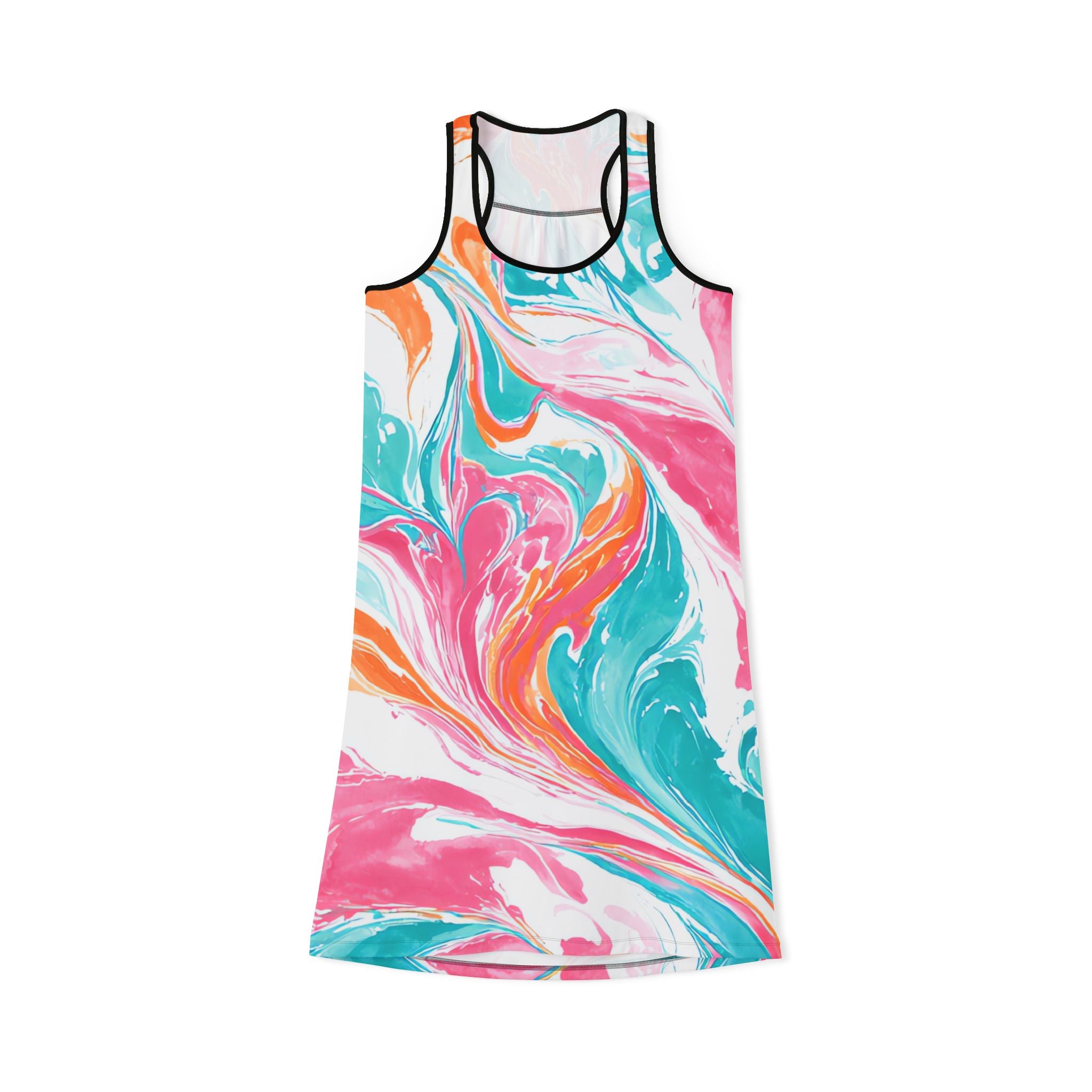 Liquid Pastel Spill Multi-Color Women's Racerback Dress (AOP), Artsulli - Art is Long, Life is Short, Tank Top, Size, XS, Color, Black, , , 55259690052453896127
