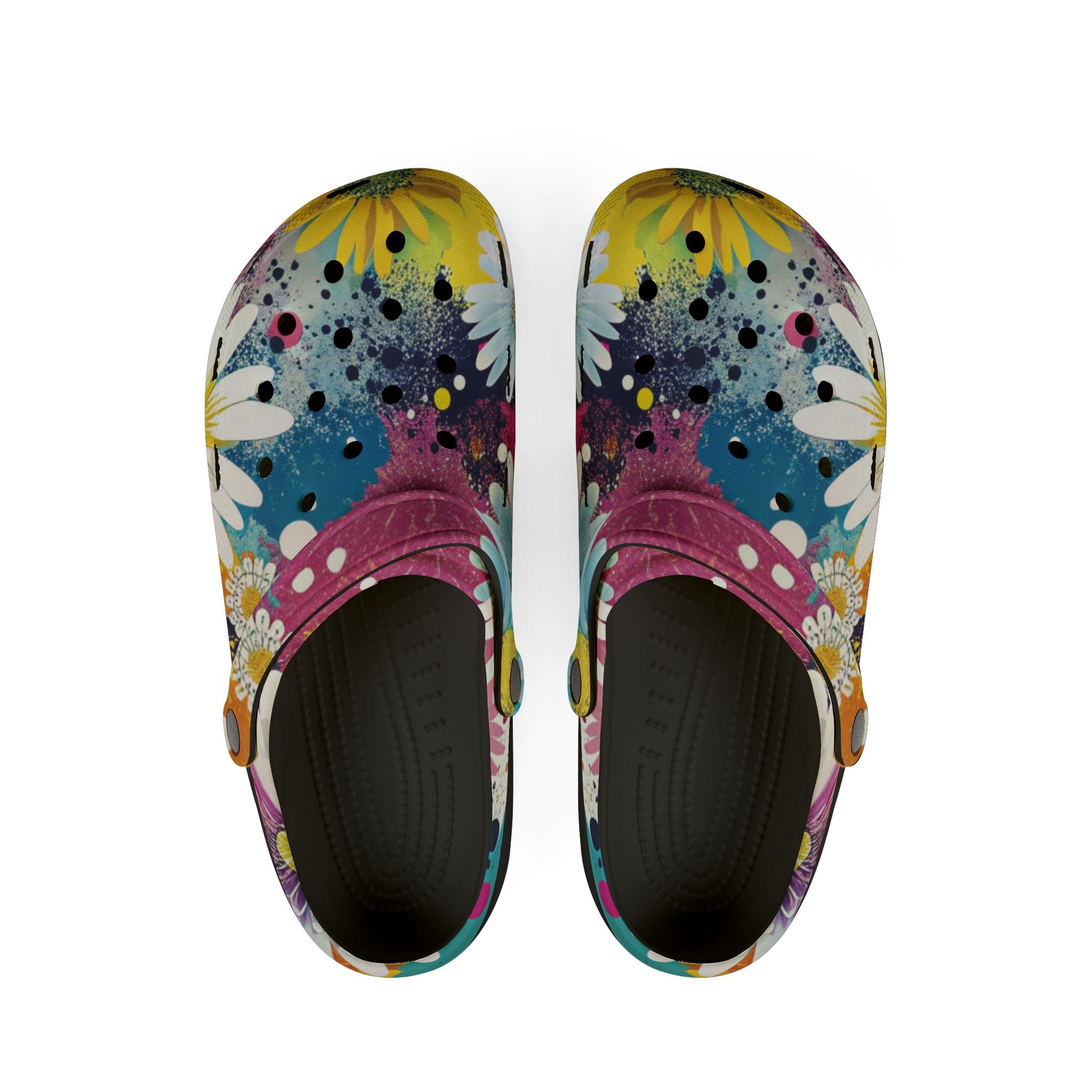 Magical Flower Explosion Multi-Color EVA Foam Rubber Shoes (AOP), Artsulli - Art is Long, Life is Short, Shoes, Size, US 6 (Women's), Color, Black, , , 47911830421132