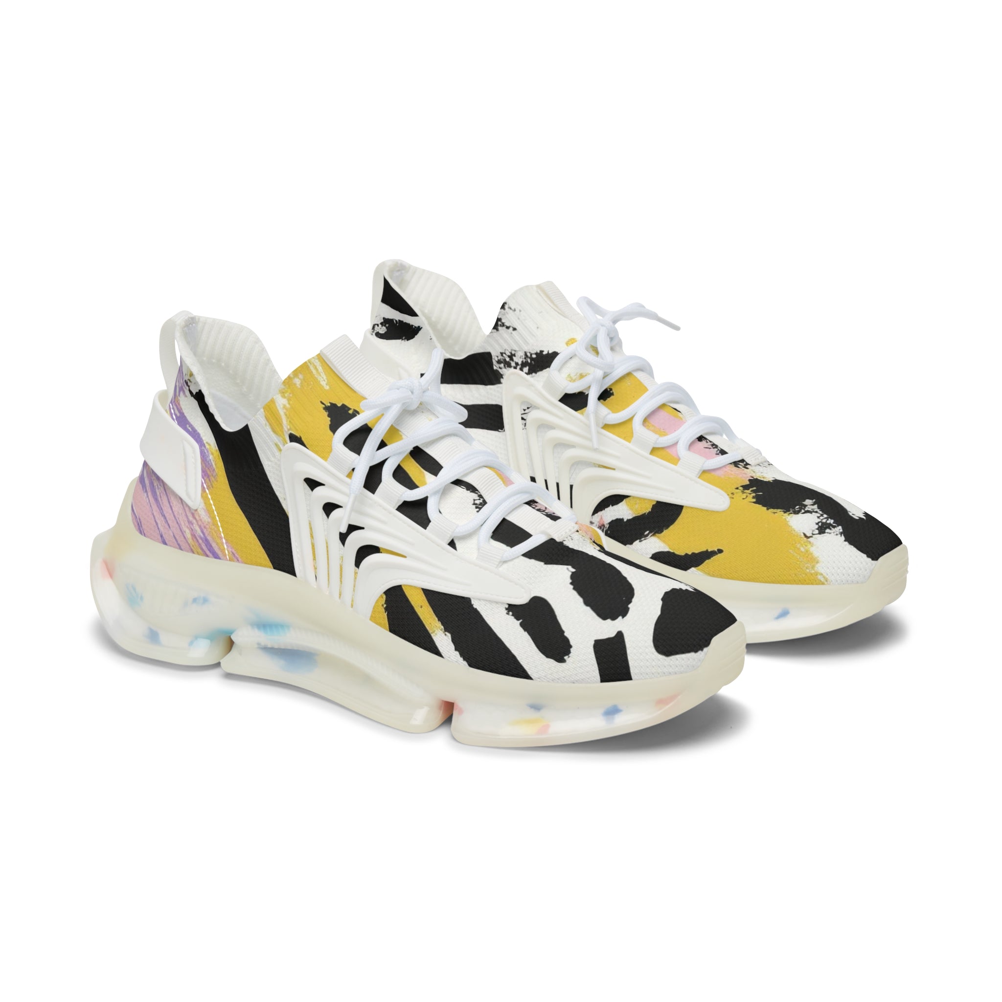 Wild Zebra Stripes x Paint Brush Strokes Multi-Color II Women's Mesh Sneakers, Artsulli - Art is Long, Life is Short, Shoes, Color, White sole, Size, US 5.5, , , 15821350137131
