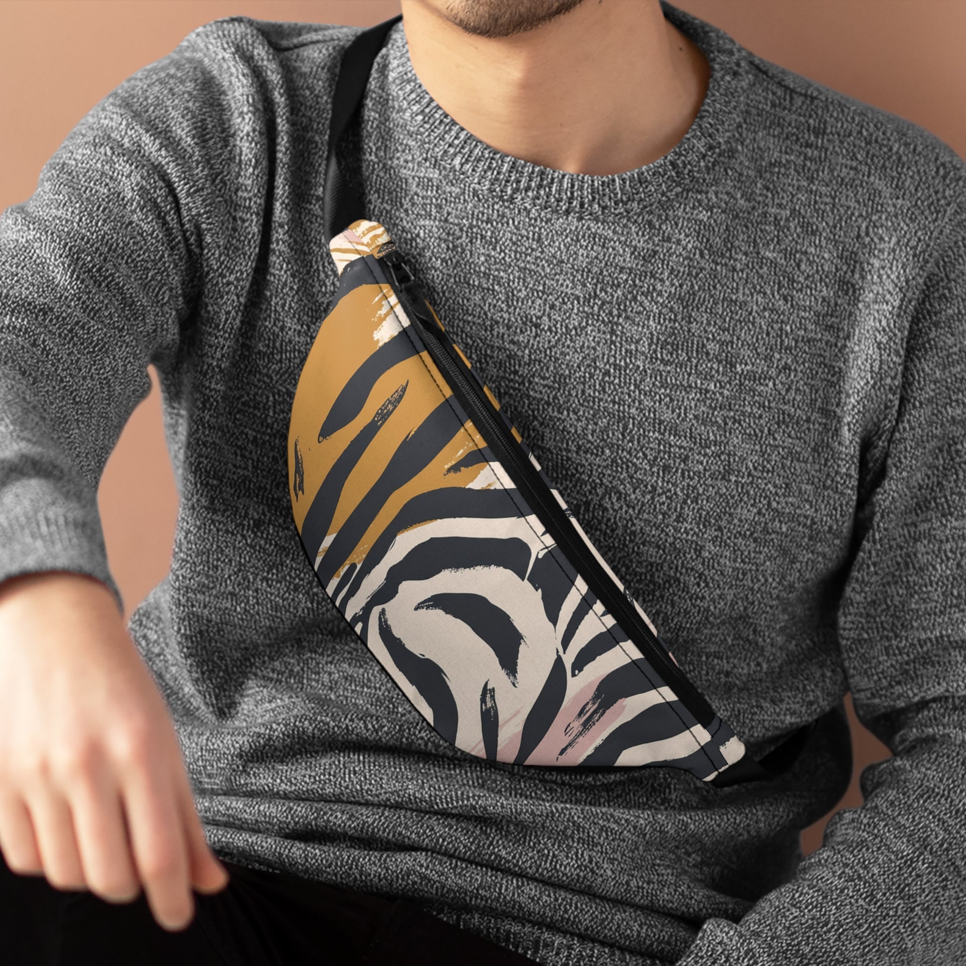 Zebra Brush Strokes Fanny Pack, Artsulli - Art is Long, Life is Short, Bags, , , , , , , 