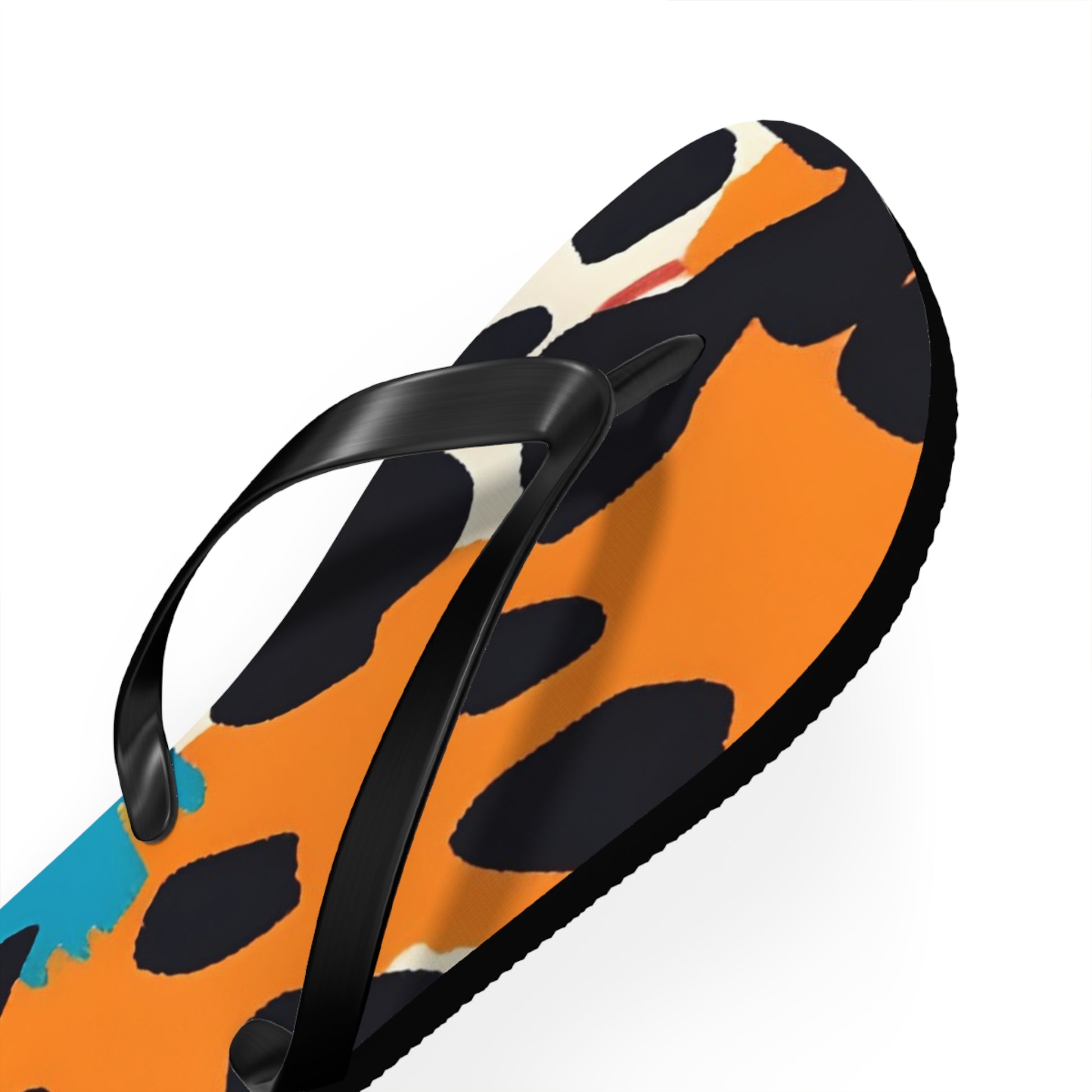 Wild Brush Strokes x Animal Print Multi-Color Flip Flops, Artsulli - Art is Long, Life is Short, Shoes, , , , , , , 