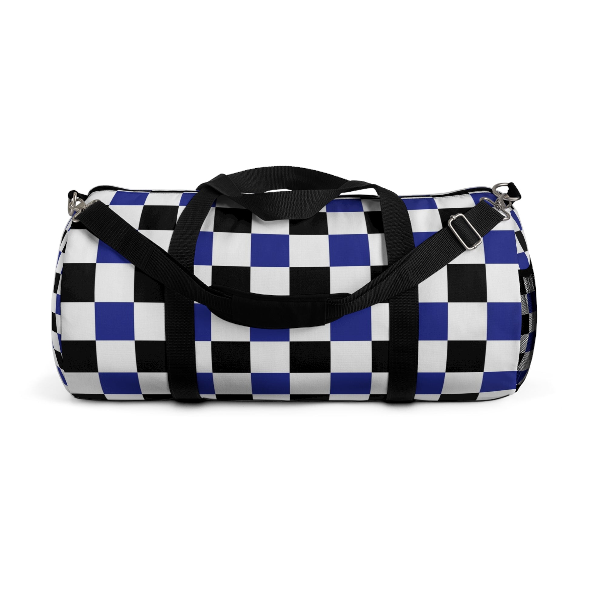 Checkerboard Blue White and Black Duffel Bag, Artsulli - Art is Long, Life is Short, Bags, Size, Large, , , , , 24510765976848837488