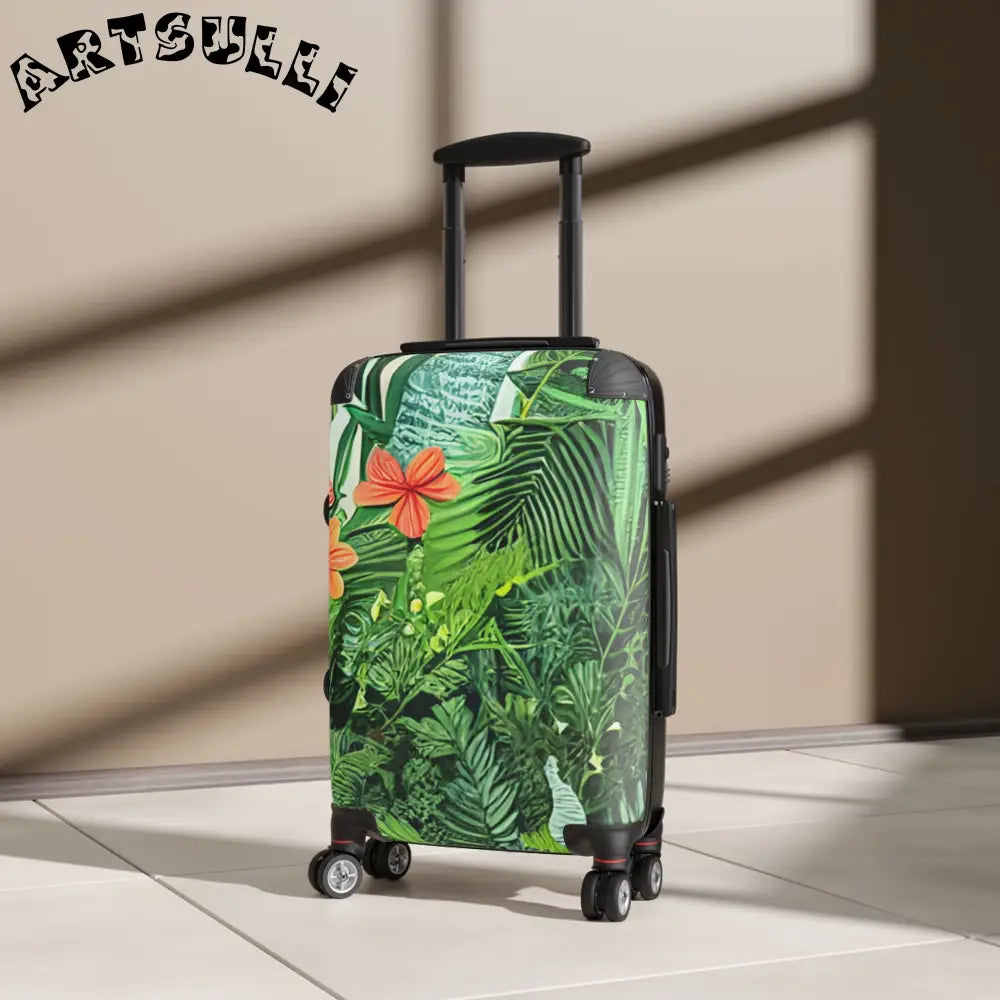 JAKKOUTTHEBXX Tropical Leaf Flower Carry On Luggage with Adjustable