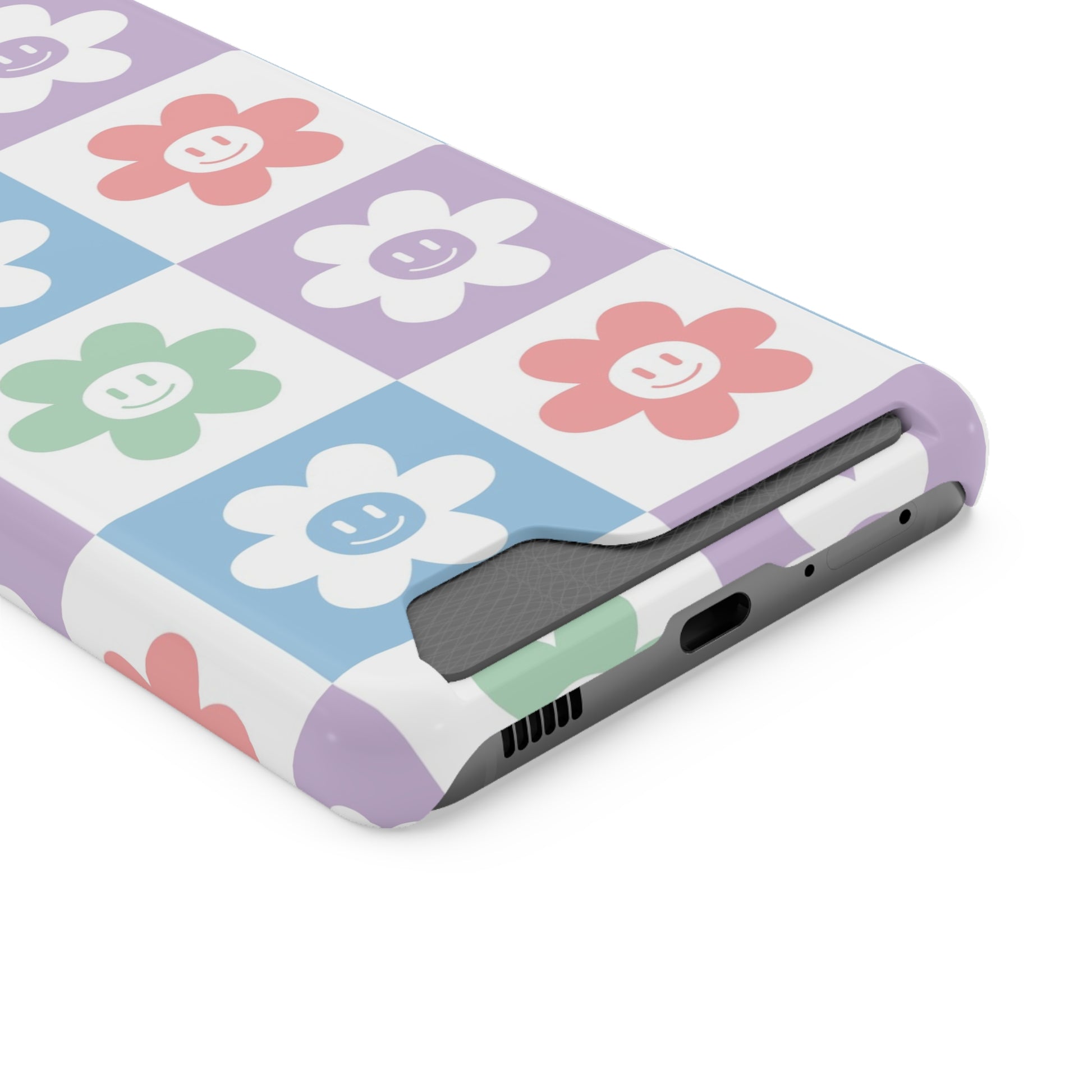 Chessboard x Smiley Face Flowers Multi-Color Phone Case With Card Holder, Artsulli - Art is Long, Life is Short, Phone Case, , , , , , , 