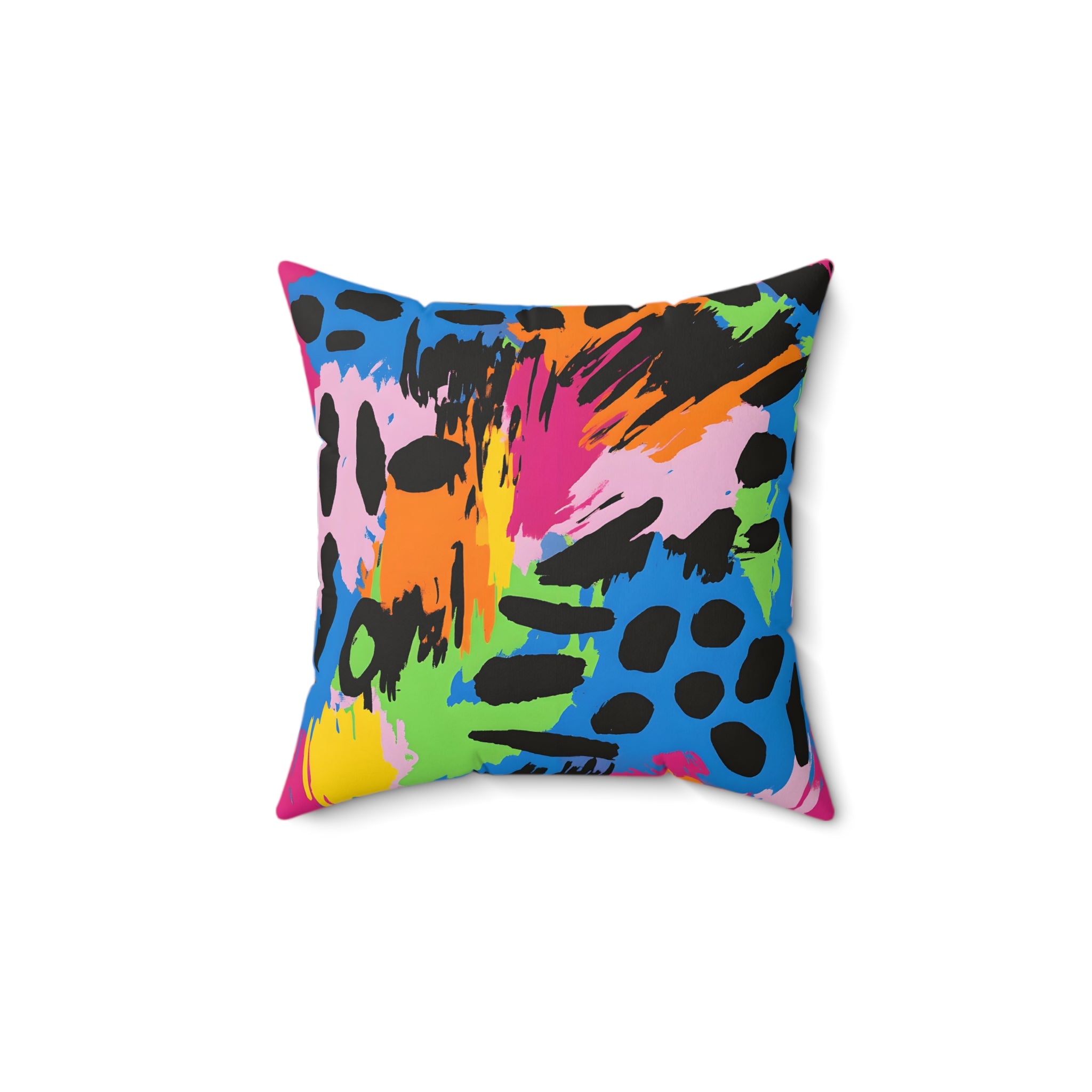 90s Neon Spun Polyester Square Pillow, Artsulli - Art is Long, Life is Short, Home Decor, Size, 14" × 14", , , , , 43456690692309828036