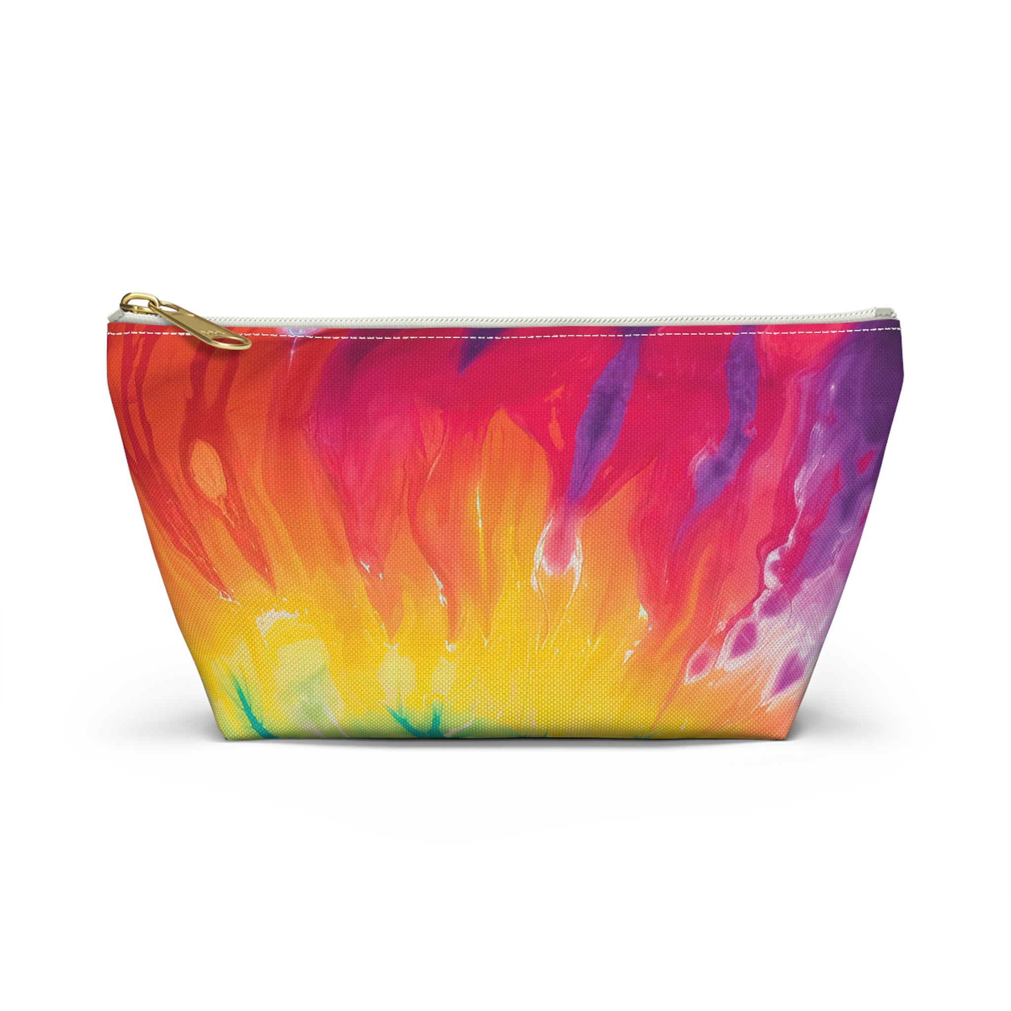 Tie Dye Accessory Pouch w T-bottom, Artsulli - Art is Long, Life is Short, Bags, Size, Small, Color, White zipper, , , 18897567744189405242