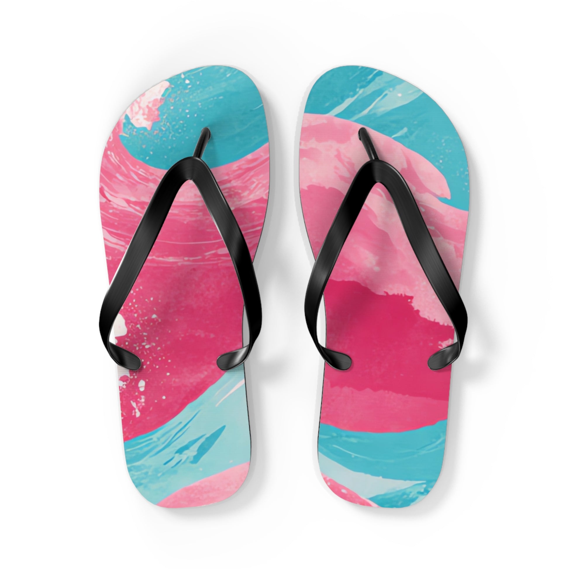 The Great Pastelwave Pink and Blue Flip Flops, Artsulli - Art is Long, Life is Short, Shoes, Size, L, Color, Black sole, , , 11220489986047070999