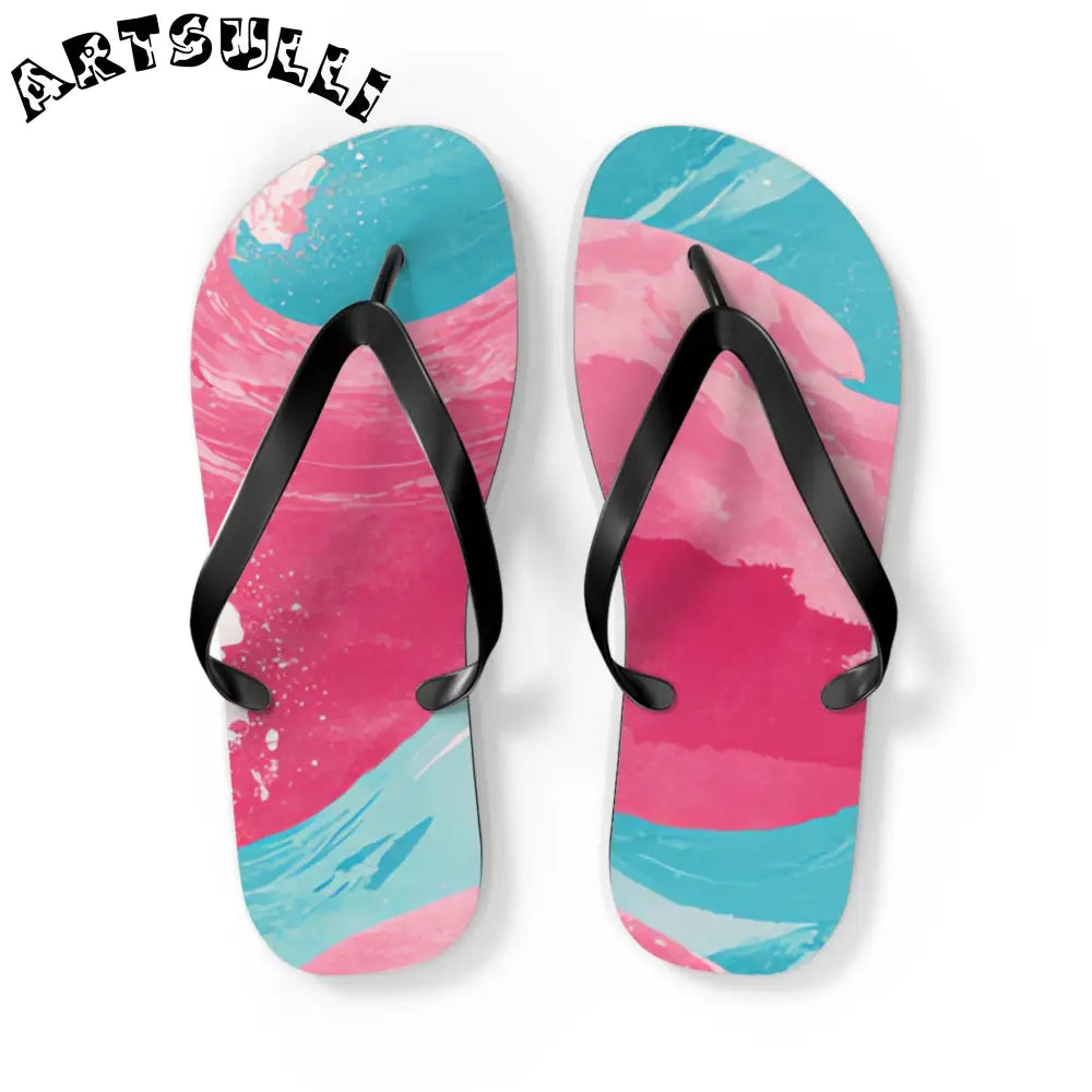 JAKKOUTTHEBXX The Great Pastelwave Pink and Blue Flip Flops