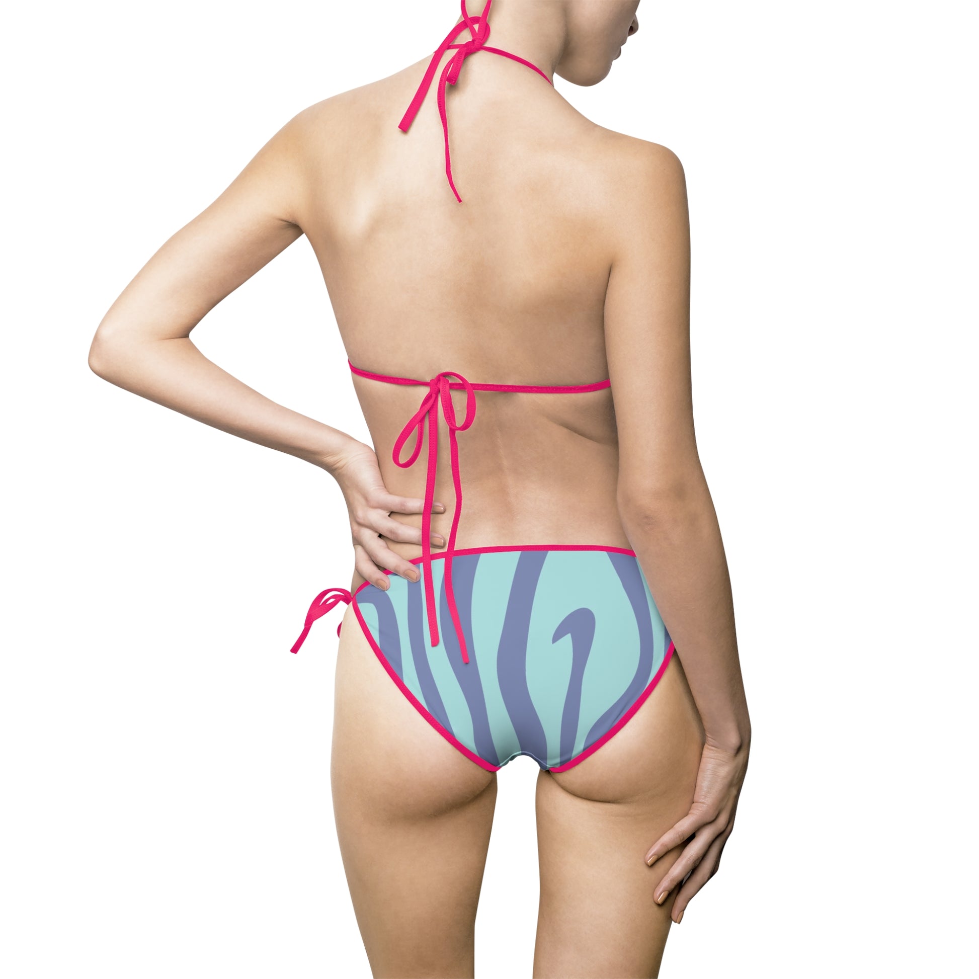 Melting Zebra Stripes Purple and Blue Women's Bikini Swimsuit (AOP), Artsulli - Art is Long, Life is Short, All Over Prints, , , , , , , 