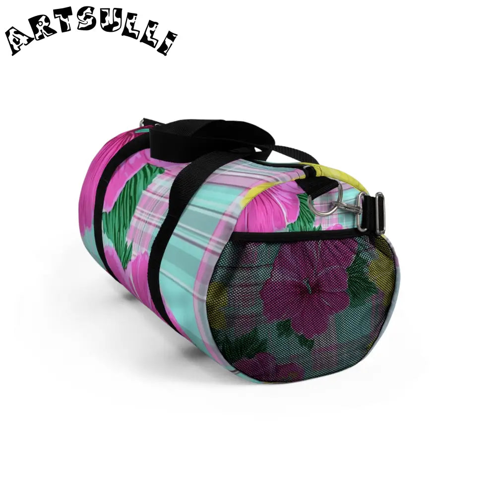 JAKKOUTTHEBXX Tropical Floral Plaid Duffel Bag JAKKOUTTHEBXX