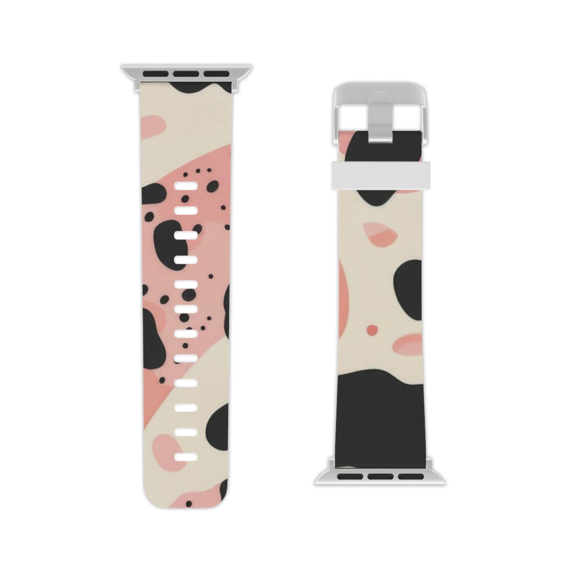 Organic Cow Print Cream and Pink Watch Band for Apple Watch, Artsulli - Art is Long, Life is Short, Accessories, , , , , , , 