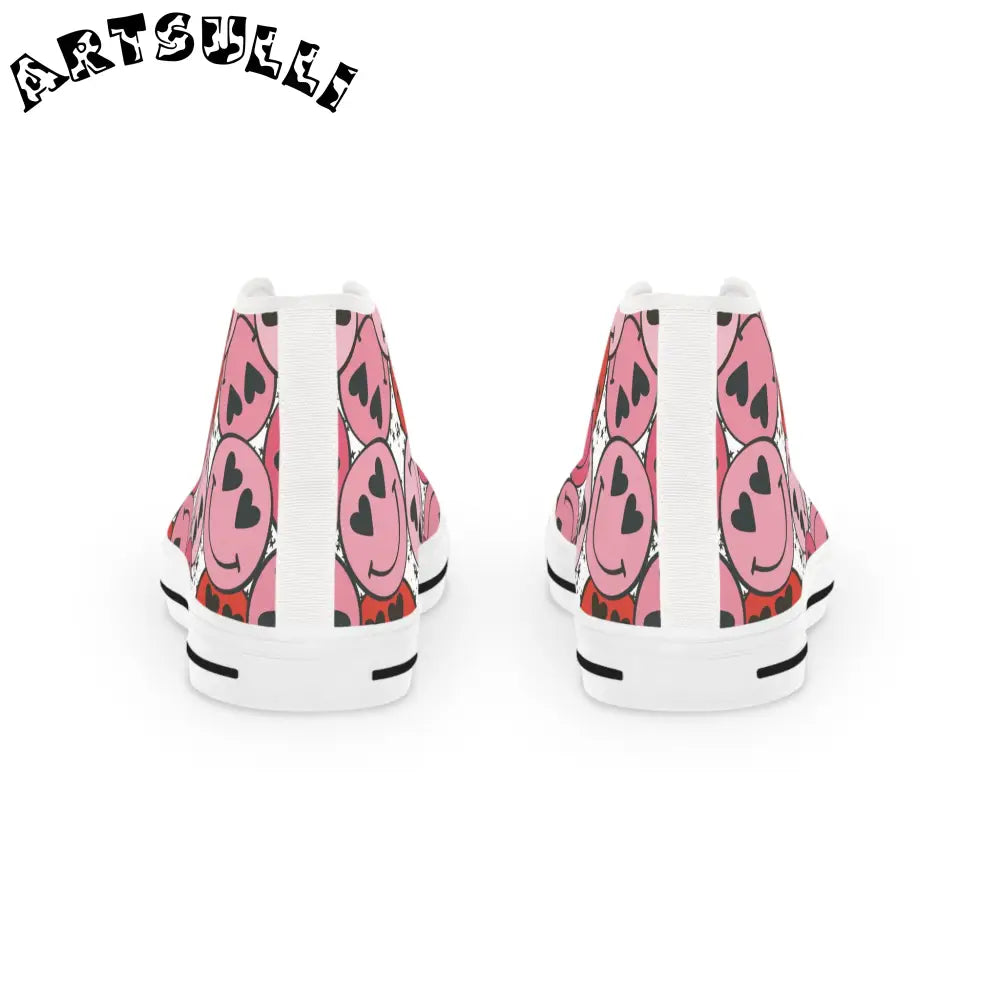 JAKKOUTTHEBXX Smiley Face x Heart Eyes Pink and Red Men’s High Top