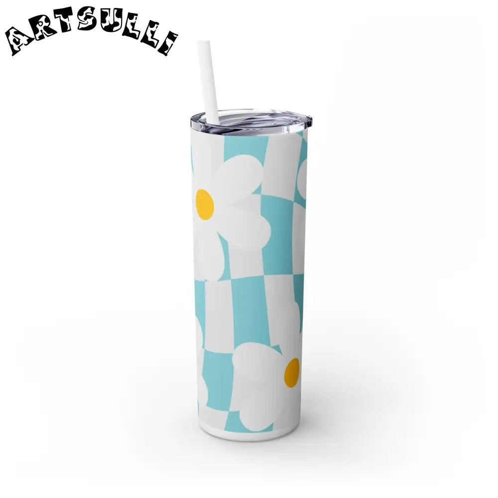 JAKKOUTTHEBXX Trippy Check Garden Skinny Tumbler with Straw 20oz