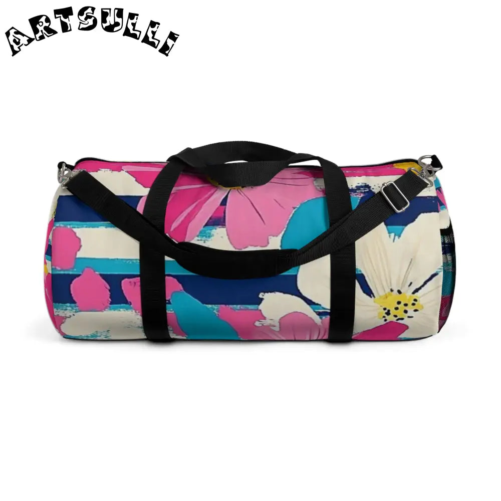 JAKKOUTTHEBXX Dayglo Floral Stripes Multi-Color Duffel Bag