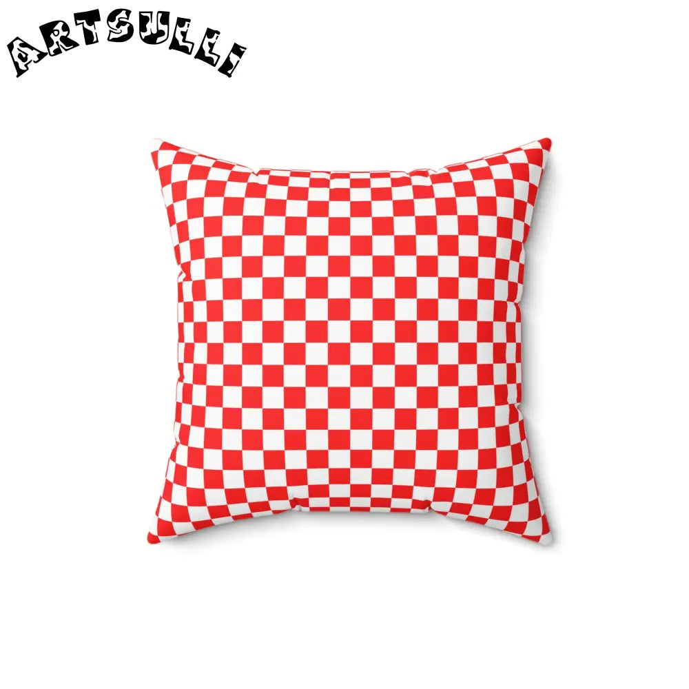 JAKKOUTTHEBXX Checkerboard Red and White Spun Polyester Square