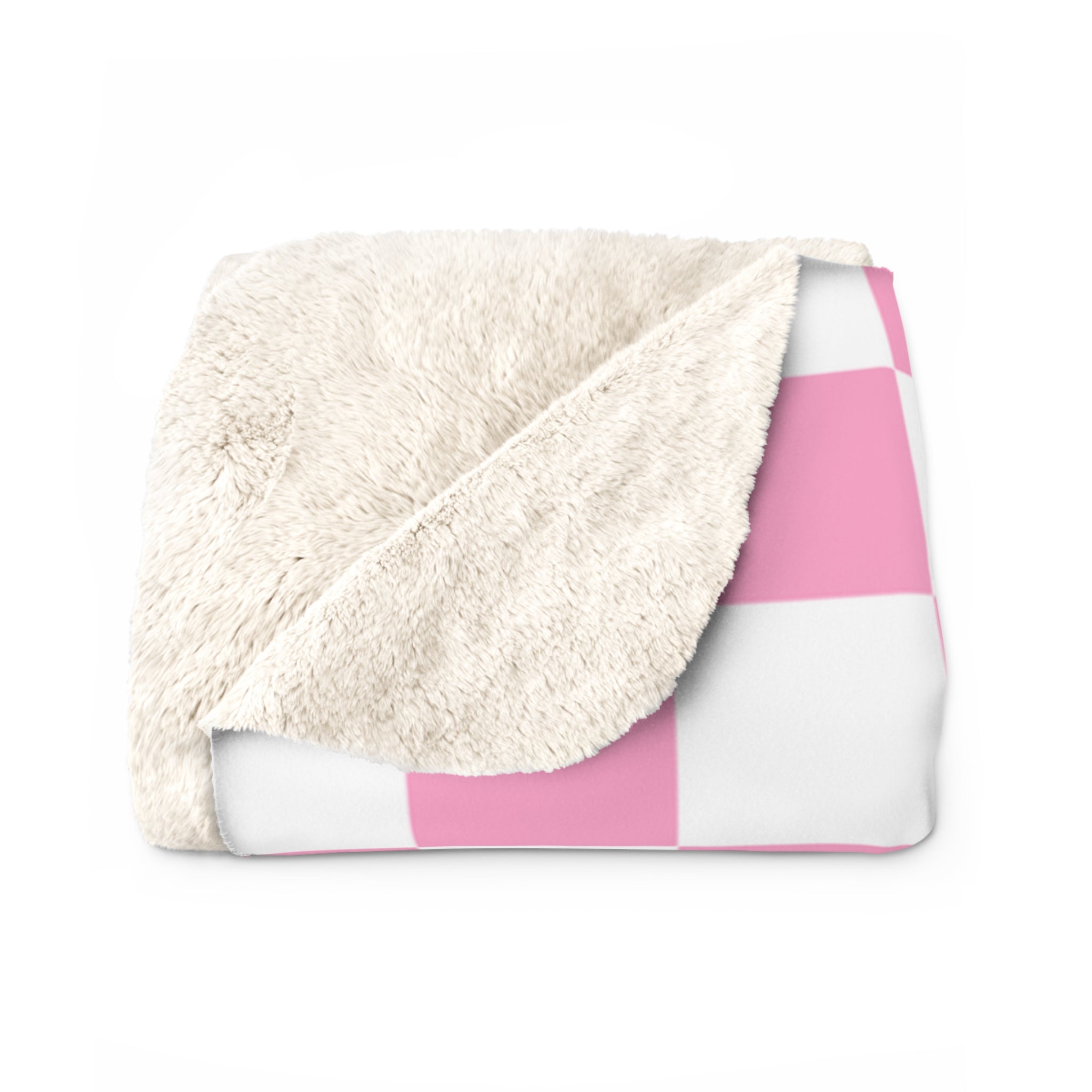 Checkerboard Hot Pink and White Sherpa Fleece Blanket, Artsulli - Art is Long, Life is Short, Home Decor, , , , , , , 