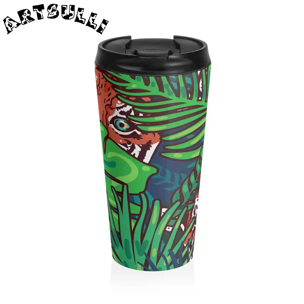 JAKKOUTTHEBXX Tropical Jungle Tigers Blue and Green Stainless Steel