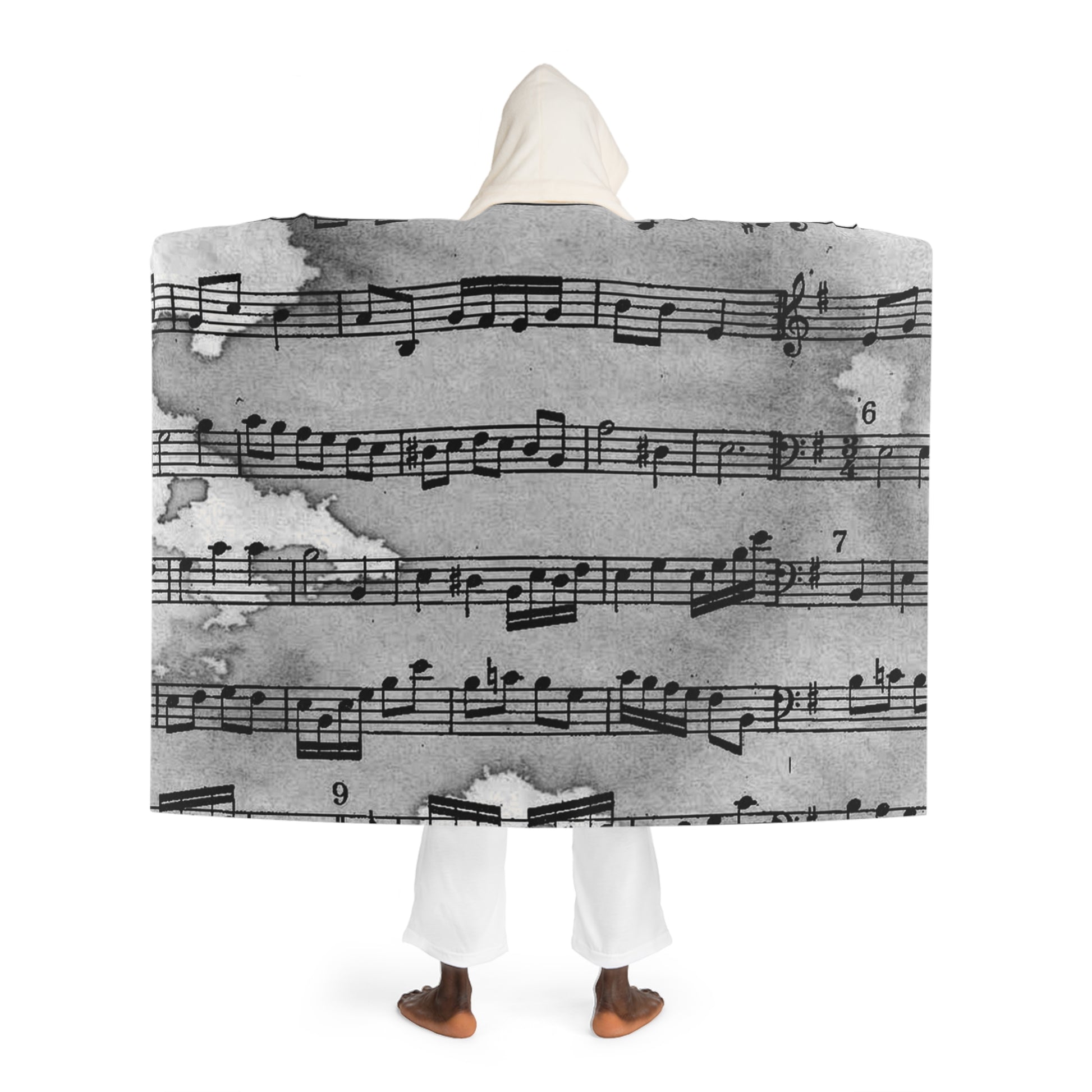 Drip Spill Type Beat Sheet Music Black Hooded Sherpa Fleece Blanket, Artsulli - Art is Long, Life is Short, All Over Prints, , , , , , , 