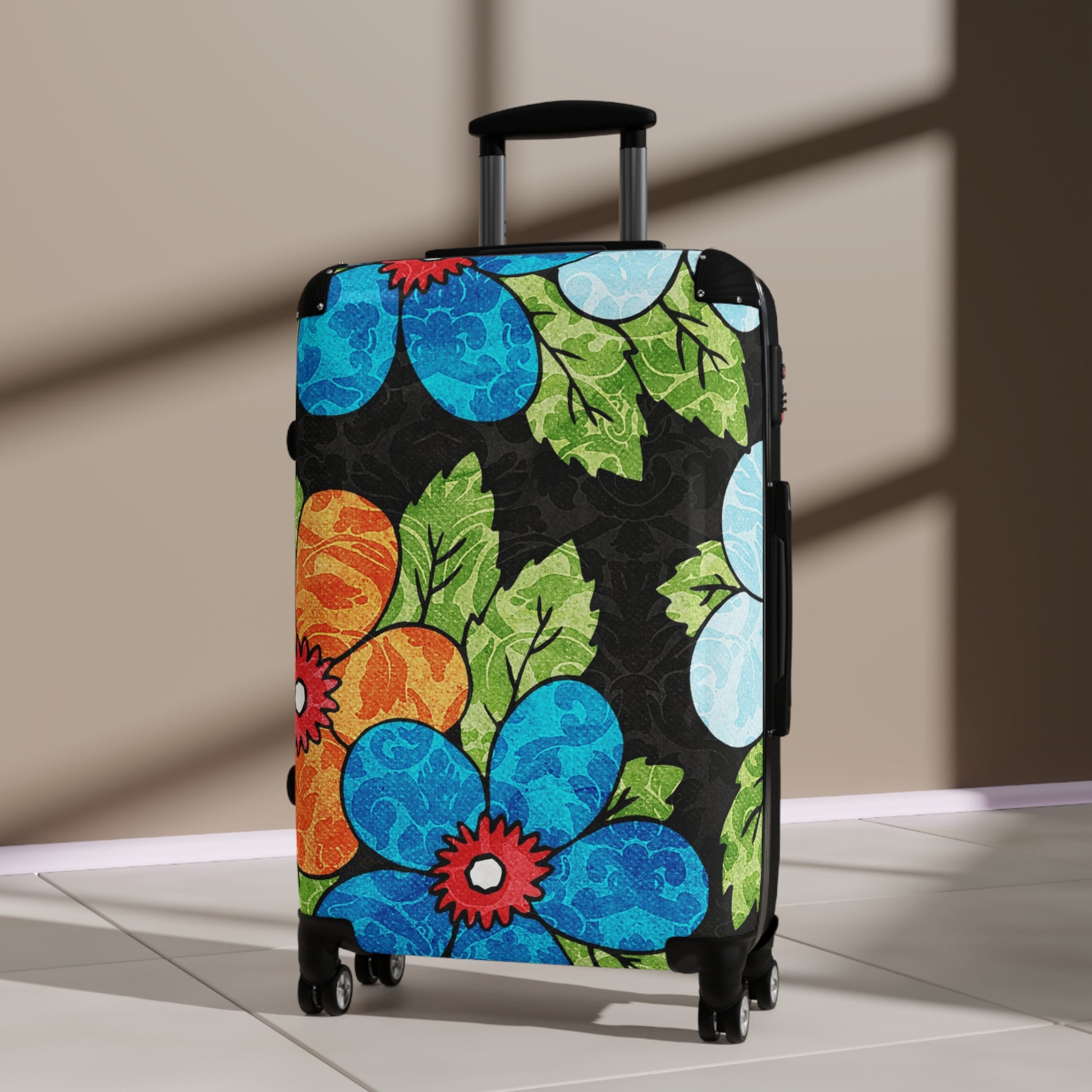Groovy Black Floral Kl Suitcase, Artsulli - Art is Long, Life is Short, Bags, , , , , , , 