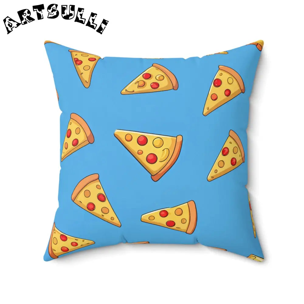 JAKKOUTTHEBXX Blue Pizza Dreamscape Spun Polyester Square Pillow