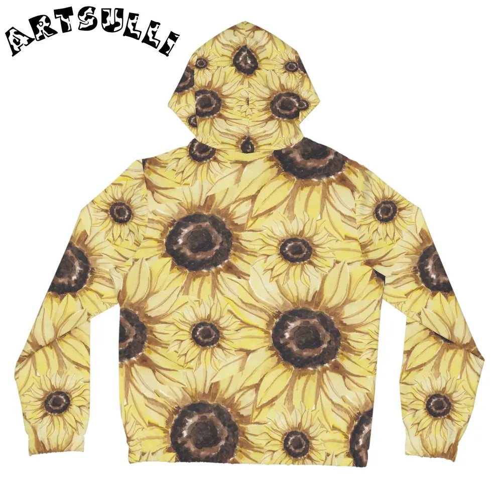 JAKKOUTTHEBXX Retro Anime Sunflower Women’s Full-Zip Hoodie (AOP)