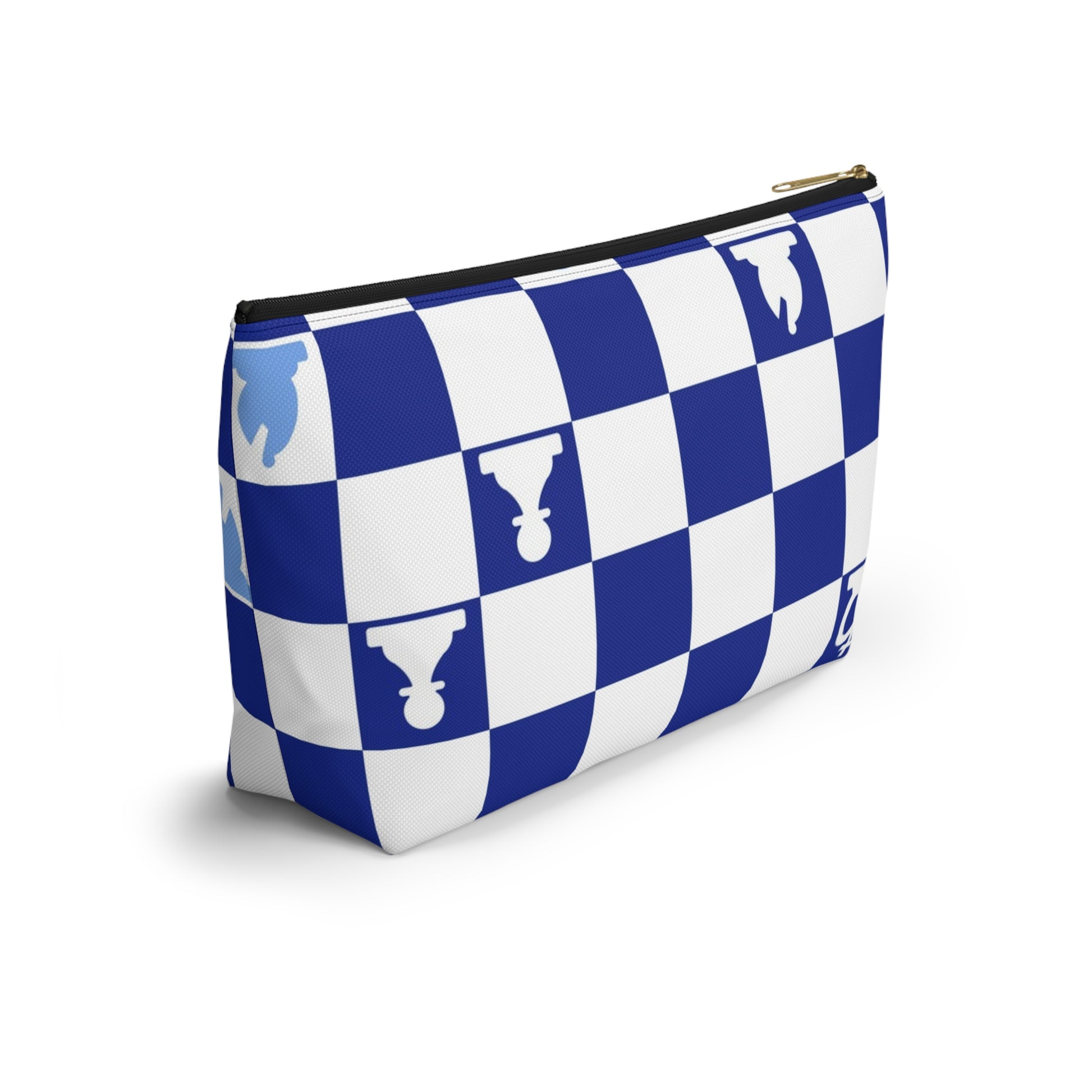 Chessboard Navy Blue Accessory Pouch w T-bottom, Artsulli - Art is Long, Life is Short, Bags, , , , , , , 