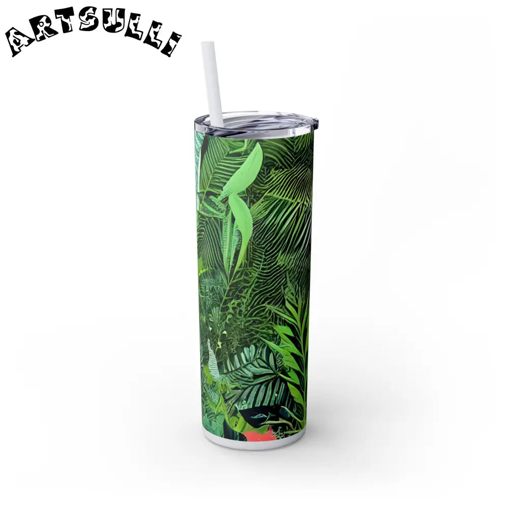 JAKKOUTTHEBXX White Tropical Leaf and Flower Tumbler JAKKOUTTHEBXX