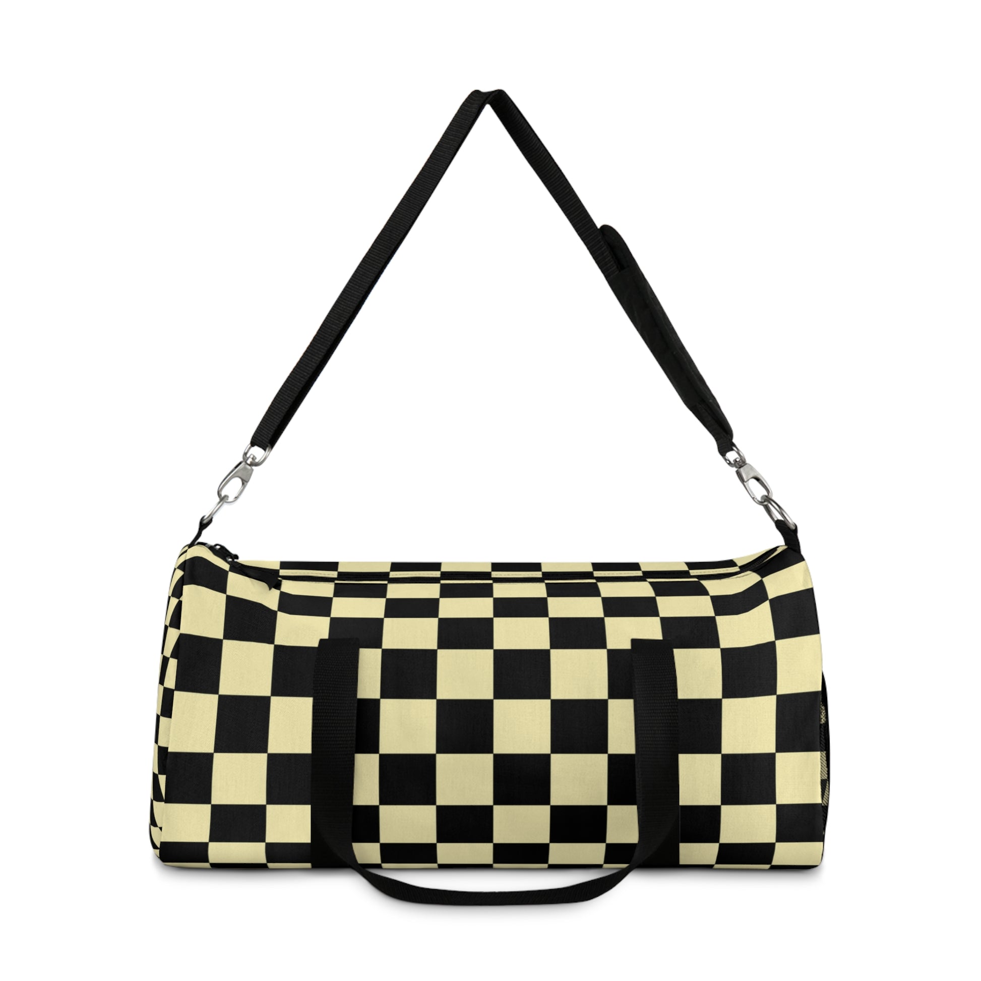 Checkerboard Black and Yellow Duffel Bag, Artsulli - Art is Long, Life is Short, Bags, , , , , , , 