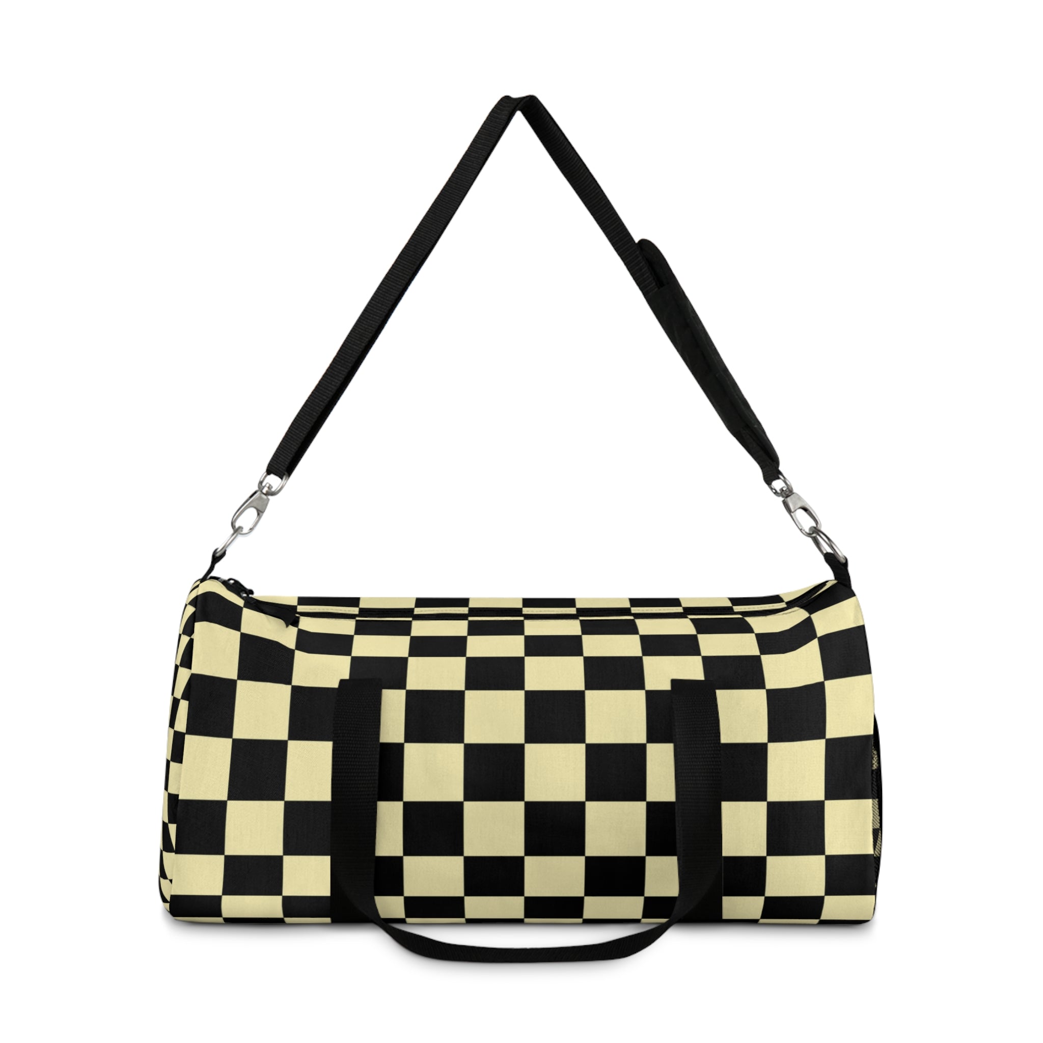 Checkerboard Black and Yellow Duffel Bag, Artsulli - Art is Long, Life is Short, Bags, , , , , , , 