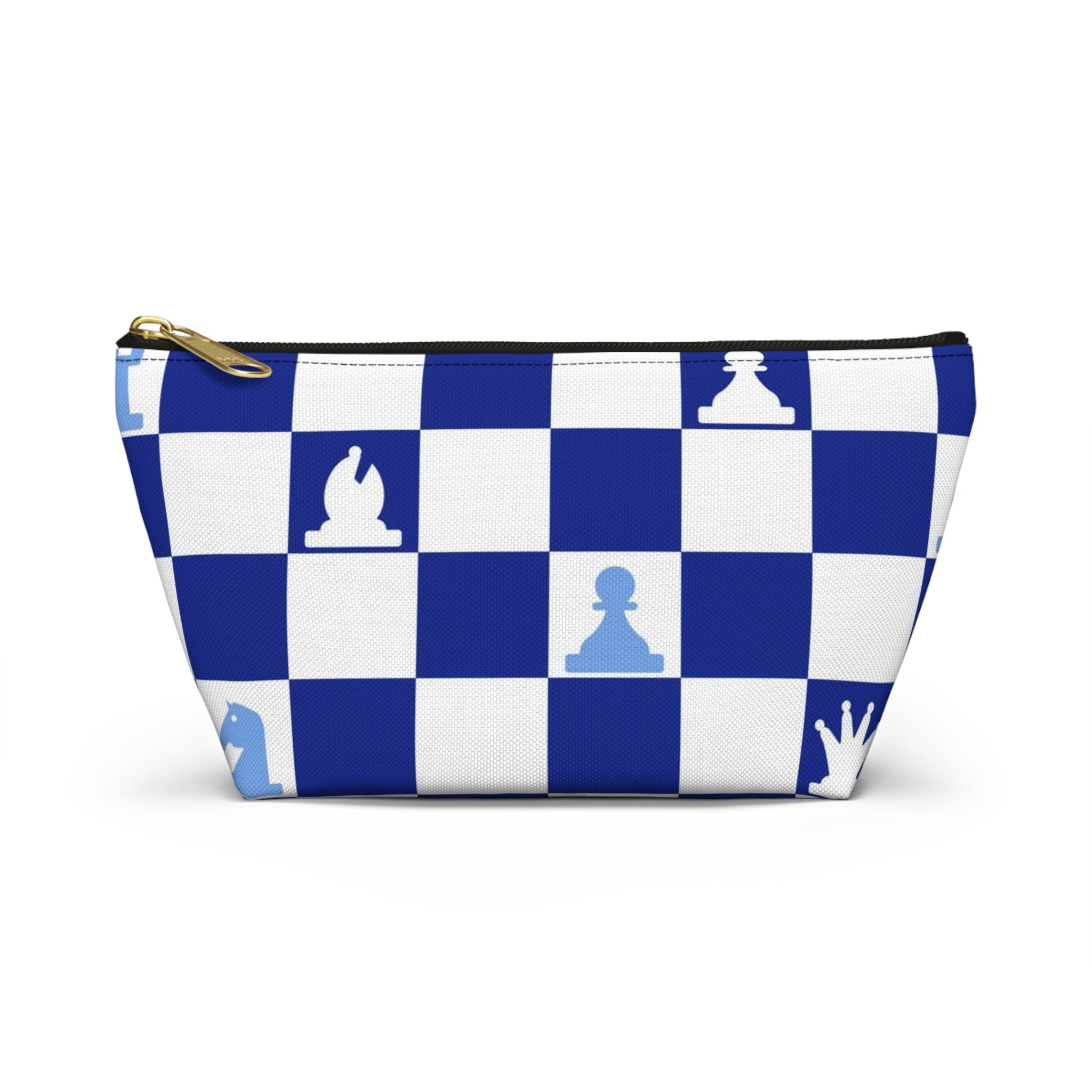 Chessboard Navy Blue Accessory Pouch w T-bottom, Artsulli - Art is Long, Life is Short, Bags, Size, Small, Color, Black zipper, , , 22566047290178725493