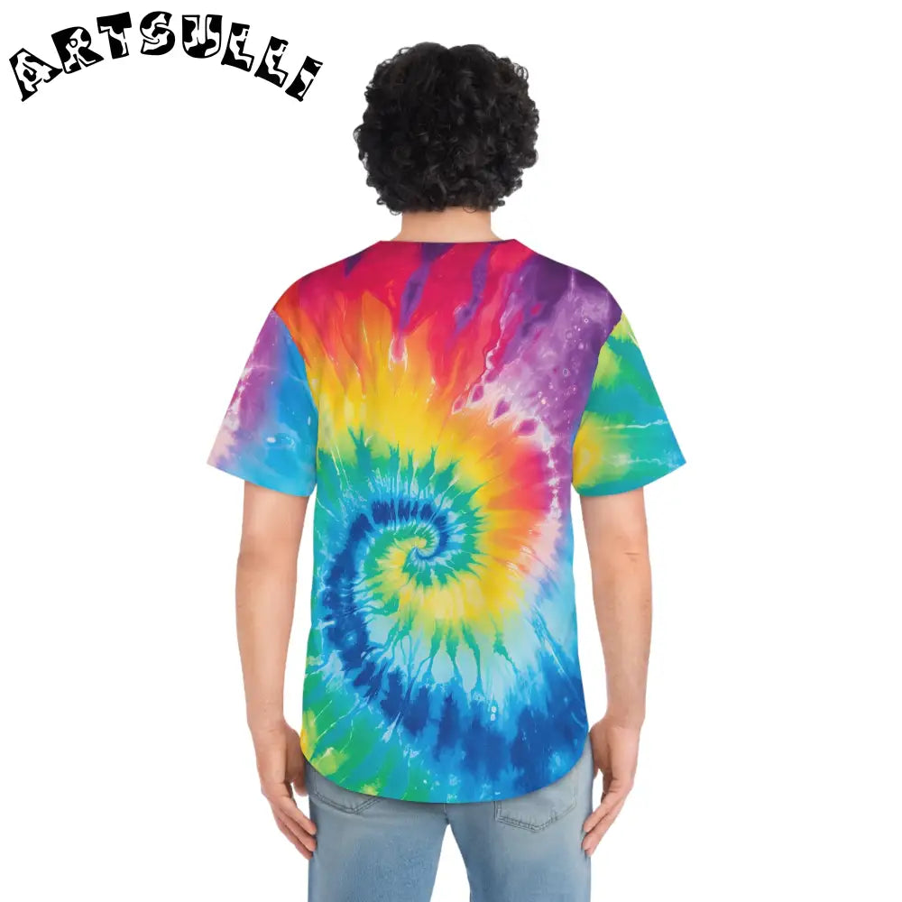 JAKKOUTTHEBXX Tie-Dye Rainbow Button-Up Baseball Tee 2025
