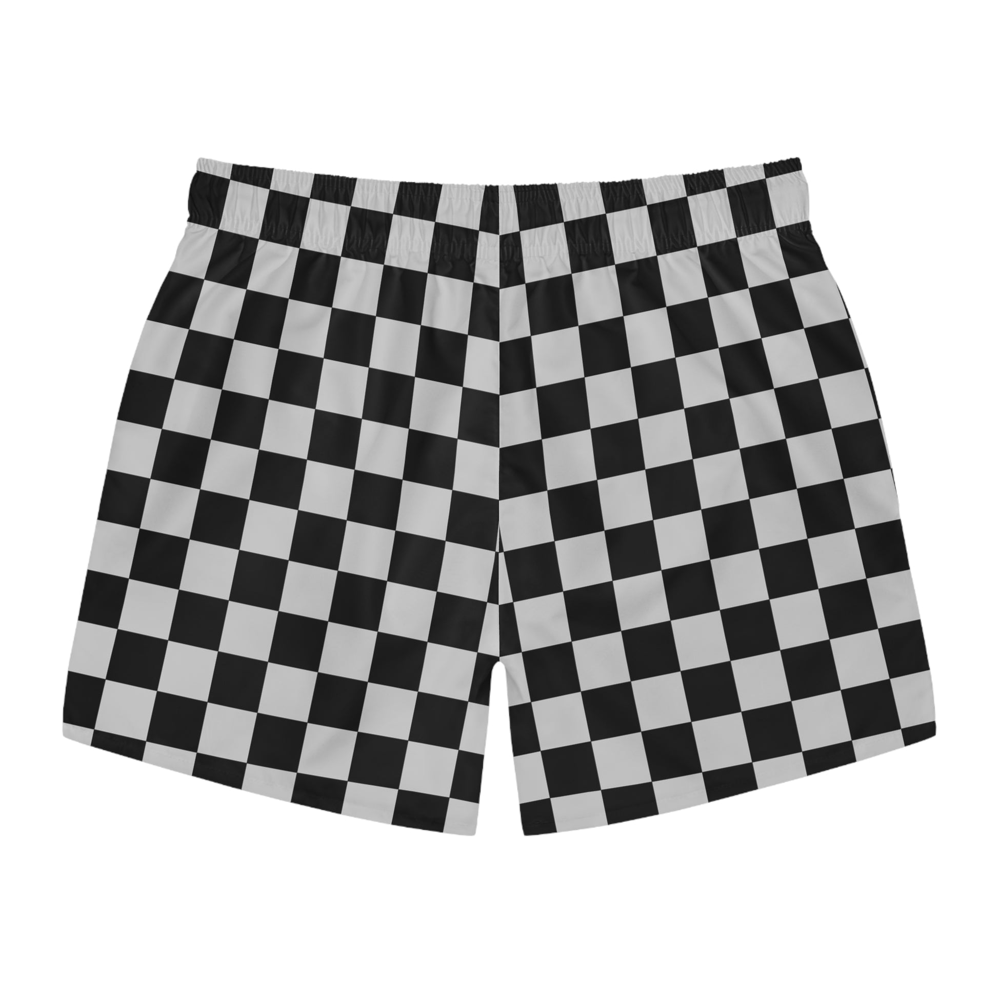 Checkerboard Dada Black and Light Gray Swim Trunks (AOP), Artsulli - Art is Long, Life is Short, All Over Prints, , , , , , , 