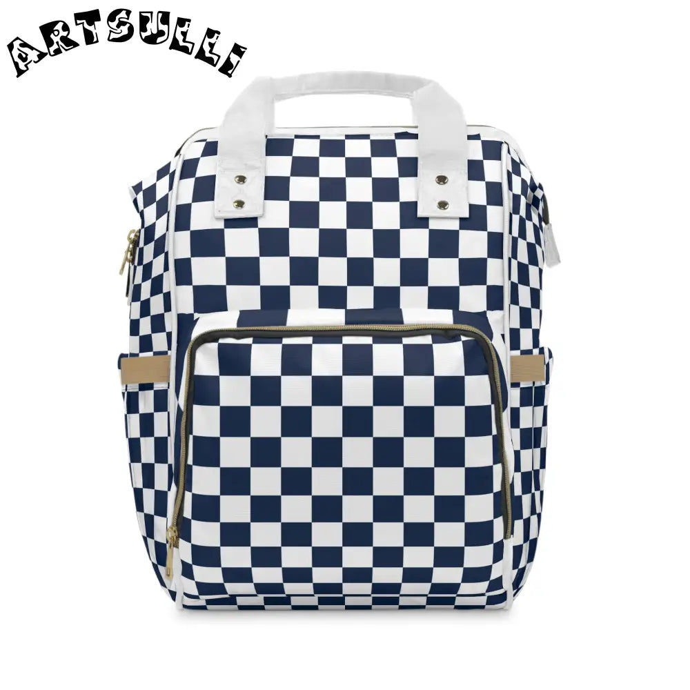 JAKKOUTTHEBXX Checkerboard White and Navy Blue Multifunctional