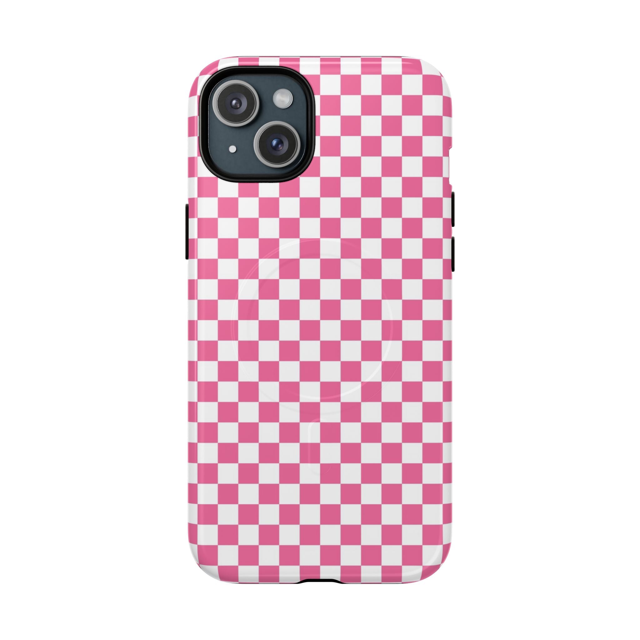 Yuyushiki Pink Check Tough Magnetic Cases, Artsulli - Art is Long, Life is Short, Phone Case, Size, iPhone 15 Plus, Surface, Glossy, , , 18283715626776838169