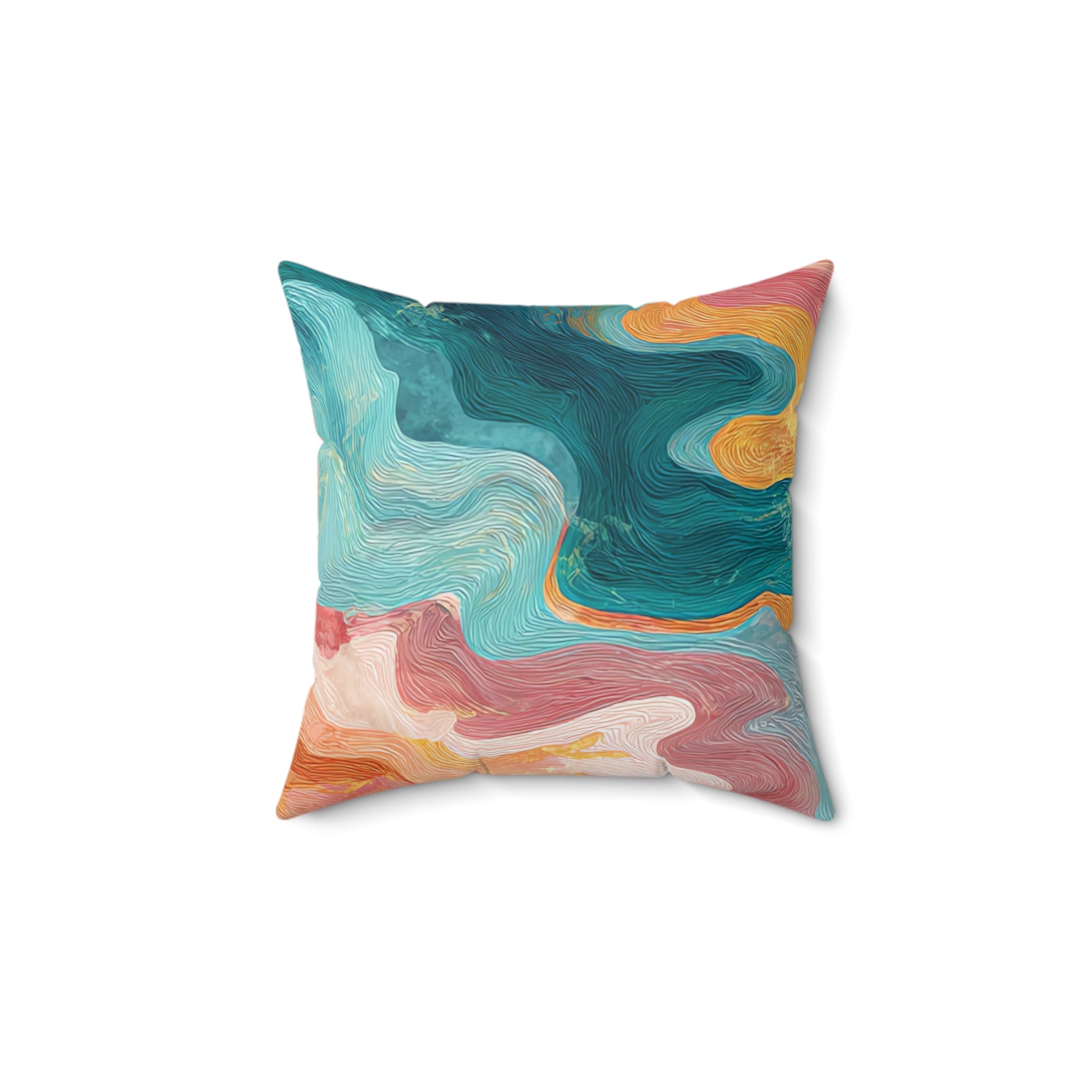 Liquid Marble Spill Spun Polyester Square Pillow, Artsulli - Art is Long, Life is Short, Home Decor, , , , , , , 