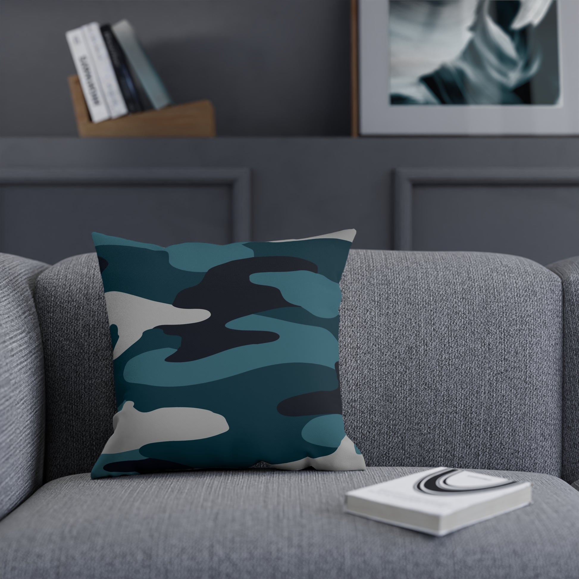 Blue Camouflage Cushion, Artsulli - Art is Long, Life is Short, Home Decor, , , , , , , 