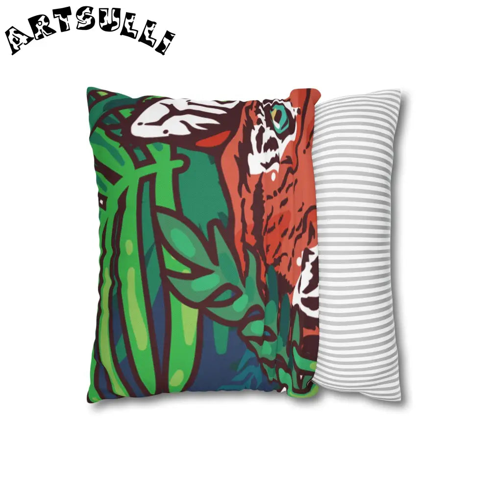 JAKKOUTTHEBXX Tropical Jungle Tigers Blue and Green Spun Polyester