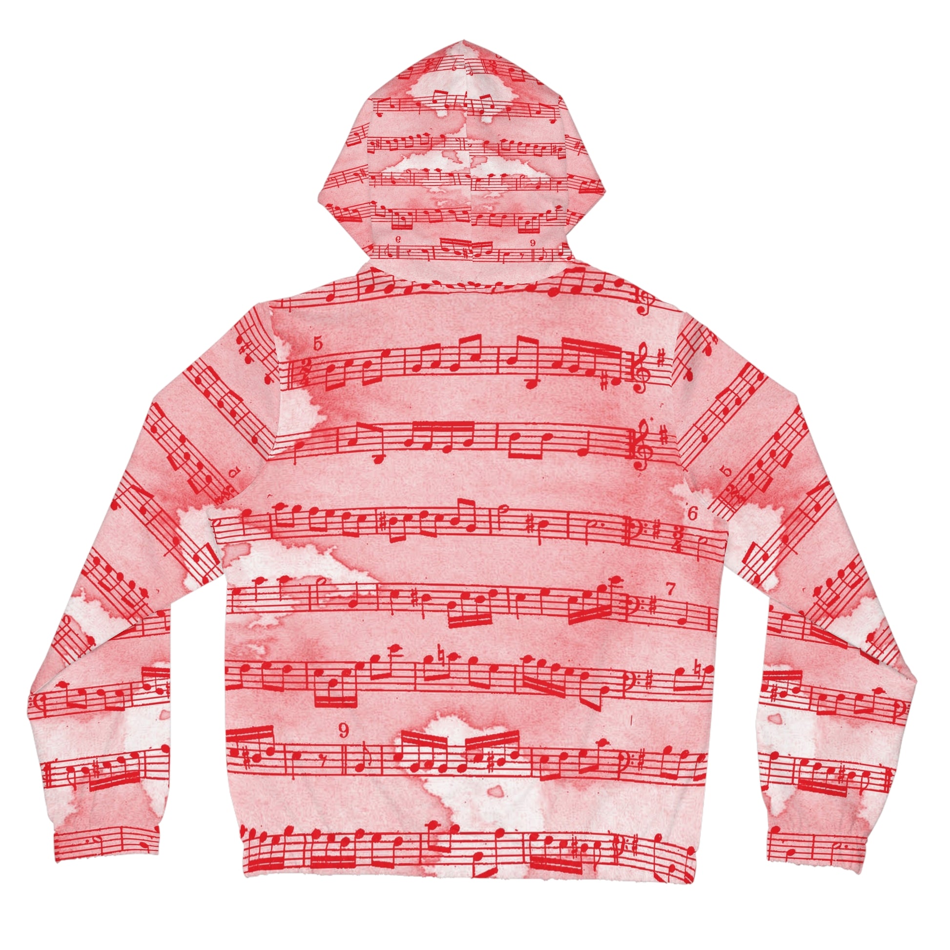 Drip Spill Type Beat Sheet Music Red Women’s Full-Zip Hoodie (AOP), Artsulli - Art is Long, Life is Short, All Over Prints, , , , , , , 