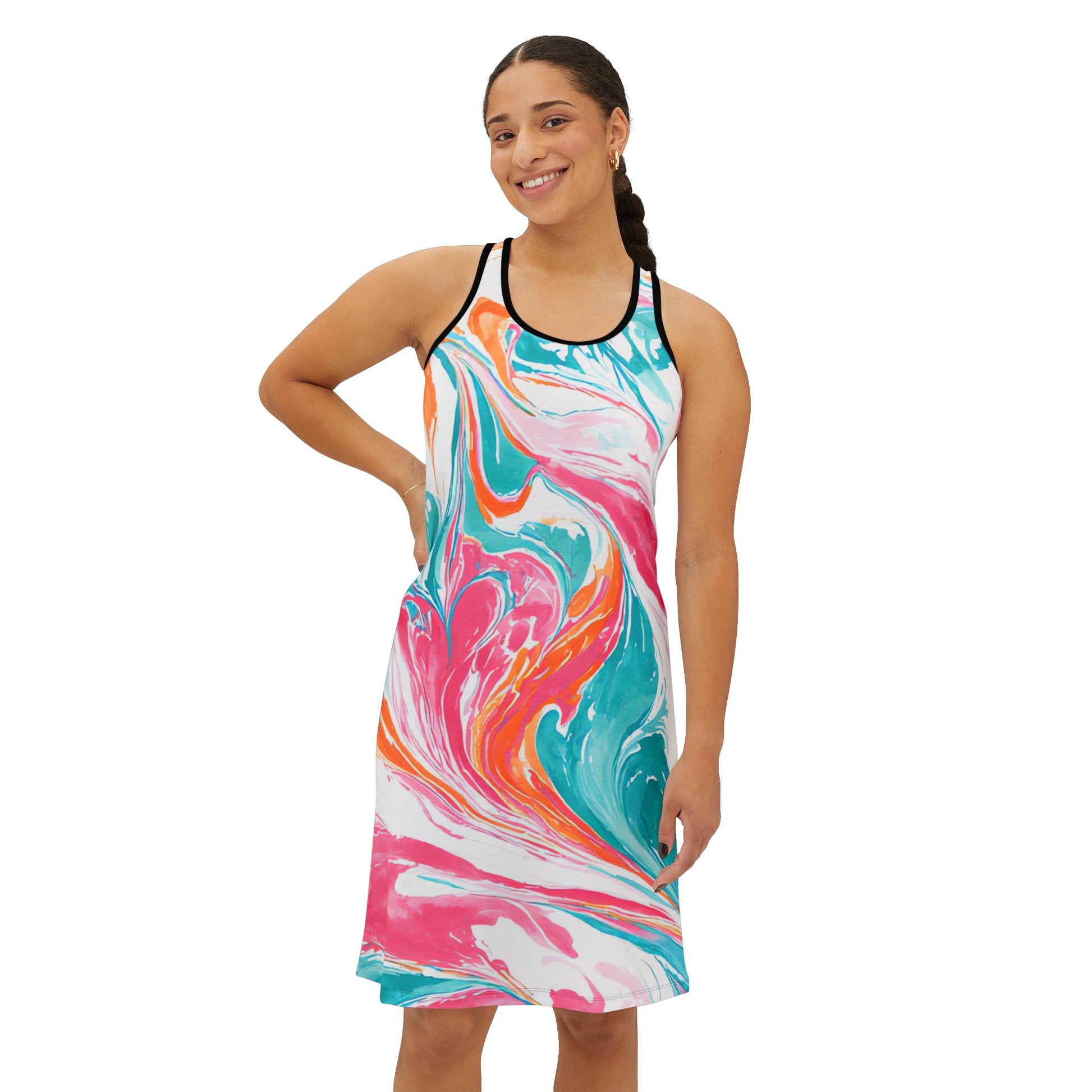 Liquid Pastel Spill Multi-Color Women's Racerback Dress (AOP), Artsulli - Art is Long, Life is Short, Tank Top, , , , , , , 