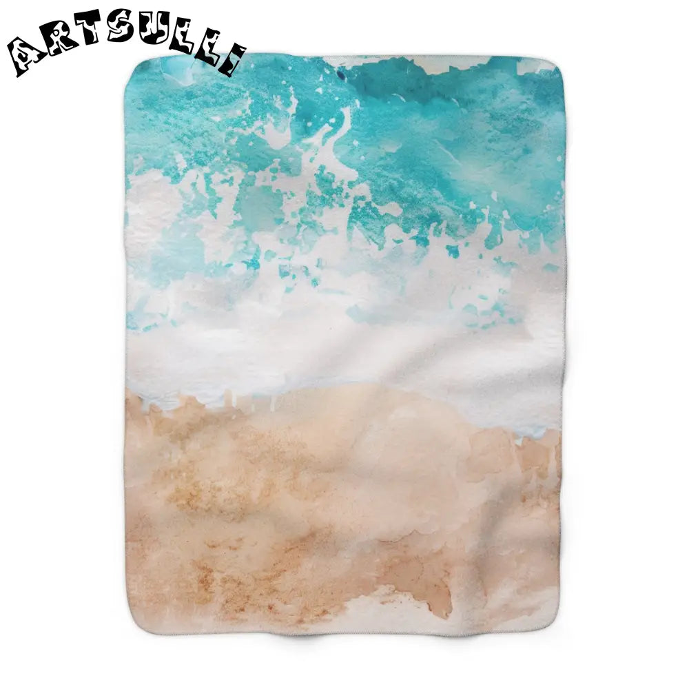 JAKKOUTTHEBXX Turquoise Waves Fleece Blanket JAKKOUTTHEBXX Artsulli