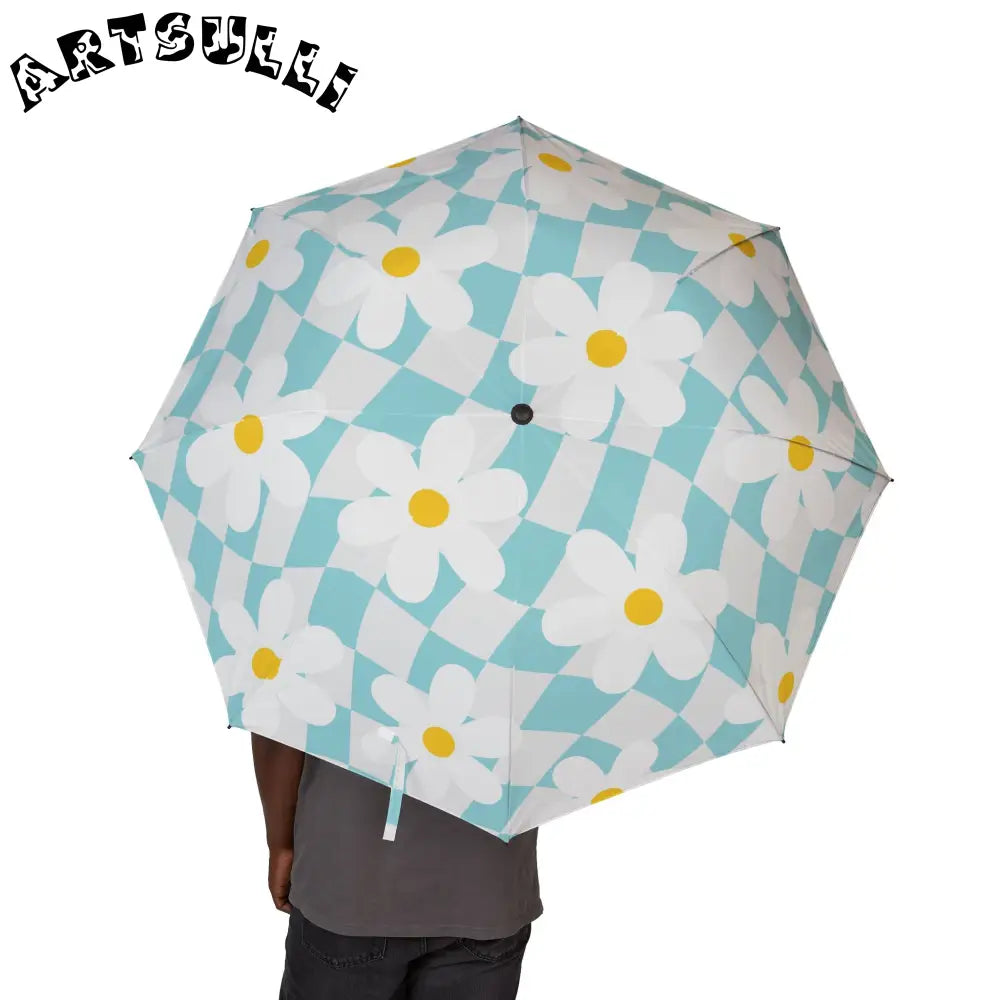 JAKKOUTTHEBXX Trippy Check Garden Semi-Automatic Foldable Umbrella