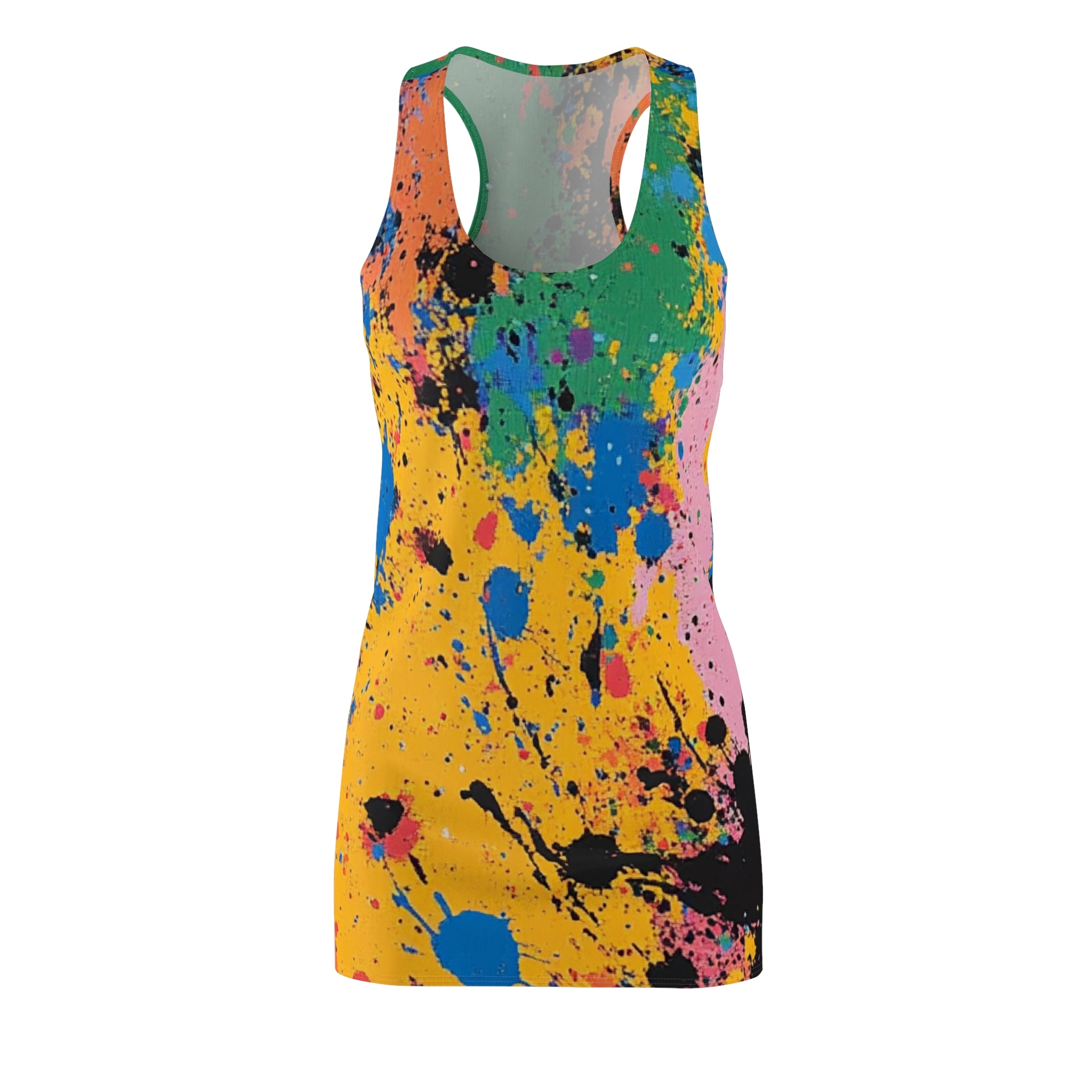 The Colors Of Paint Splatter Women's Cut & Sew Racerback Dress (AOP), Artsulli - Art is Long, Life is Short, All Over Prints, Size, XS, , , , , 12778621090680
